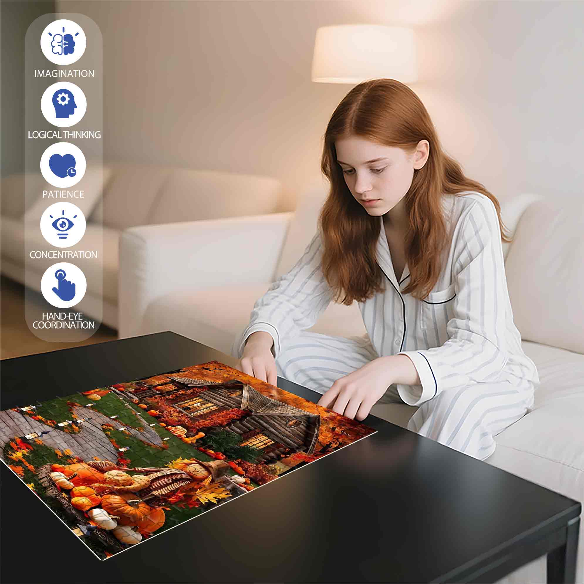 Pumping House 500pcs/1000pcs Jigsaw Puzzle, Scratch-Resistant, Paper Material, Interactive Family Game & Brain-Boosting DIY Decor, Perfect for Halloween, Christmas & New Year Gifts, Family Puzzle Game