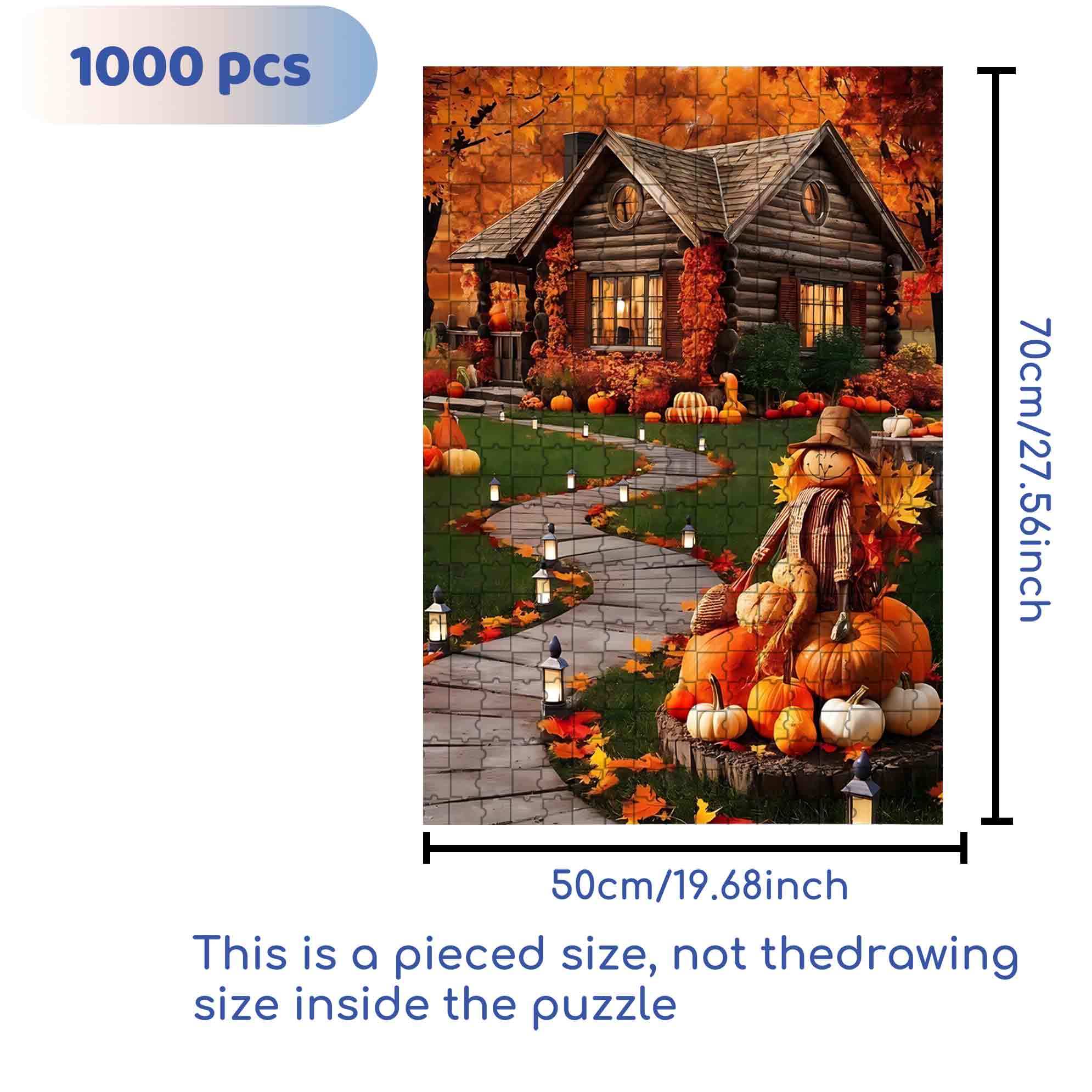 Pumping House 500pcs/1000pcs Jigsaw Puzzle, Scratch-Resistant, Paper Material, Interactive Family Game & Brain-Boosting DIY Decor, Perfect for Halloween, Christmas & New Year Gifts, Family Puzzle Game