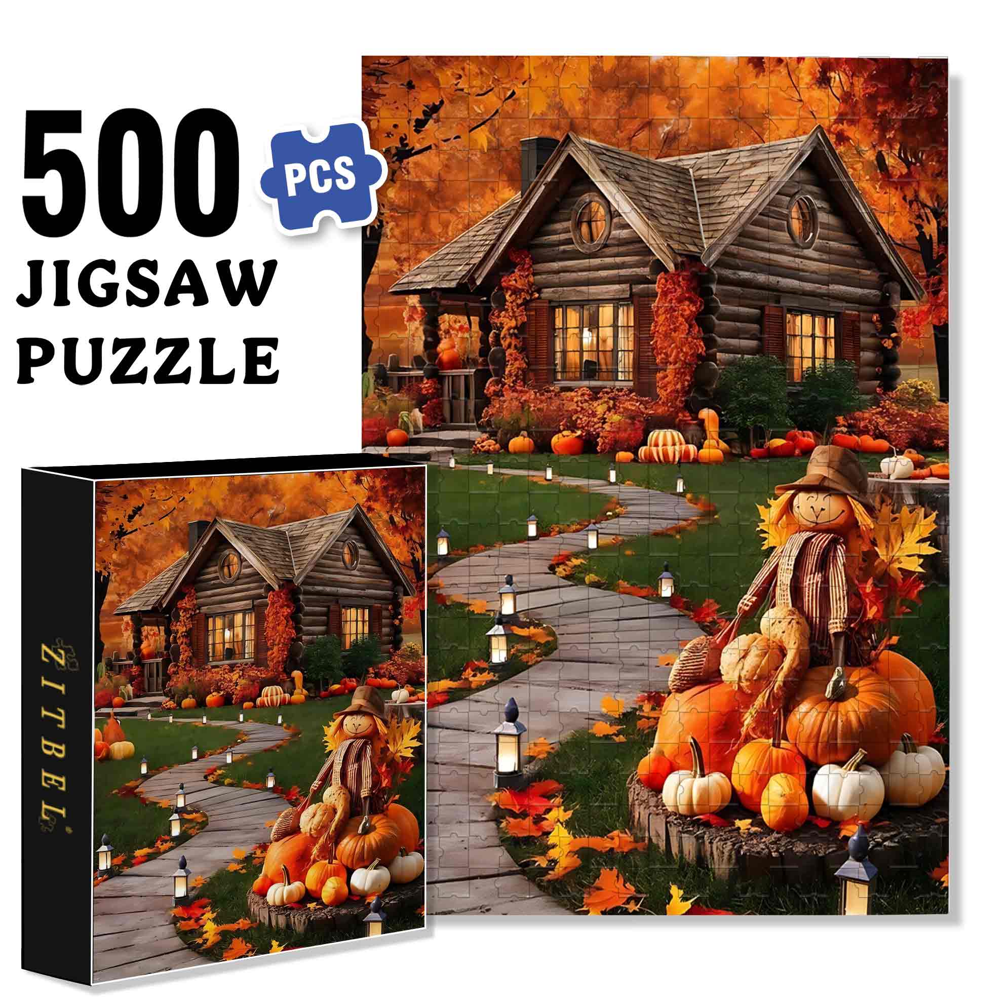 Pumping House 500pcs/1000pcs Jigsaw Puzzle, Scratch-Resistant, Paper Material, Interactive Family Game & Brain-Boosting DIY Decor, Perfect for Halloween, Christmas & New Year Gifts, Family Puzzle Game