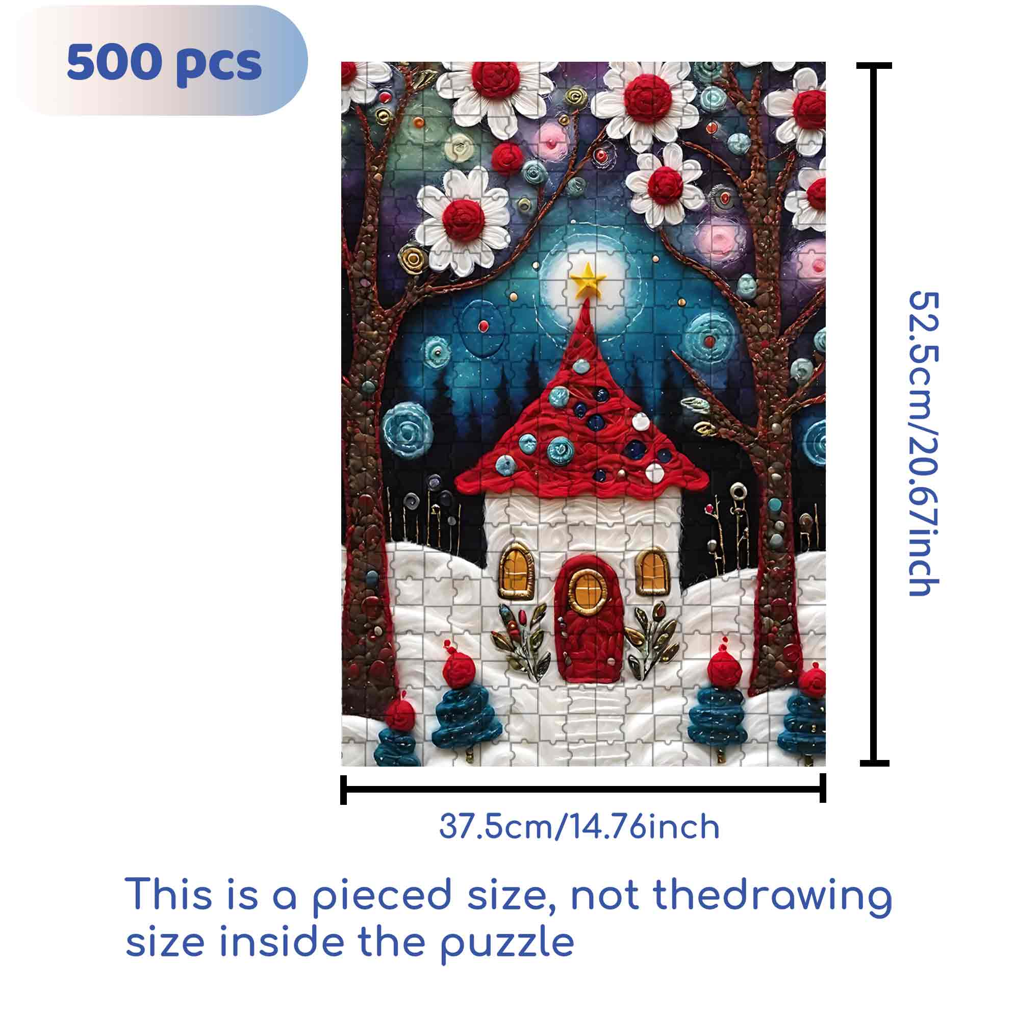 Snow House 500pcs/1000pcs Jigsaw Puzzle, Scratch-Resistant, Paper Material, Interactive Family Game & Brain-Boosting DIY Decor, Perfect for Halloween, Christmas & New Year Gifts, Family Puzzle Game