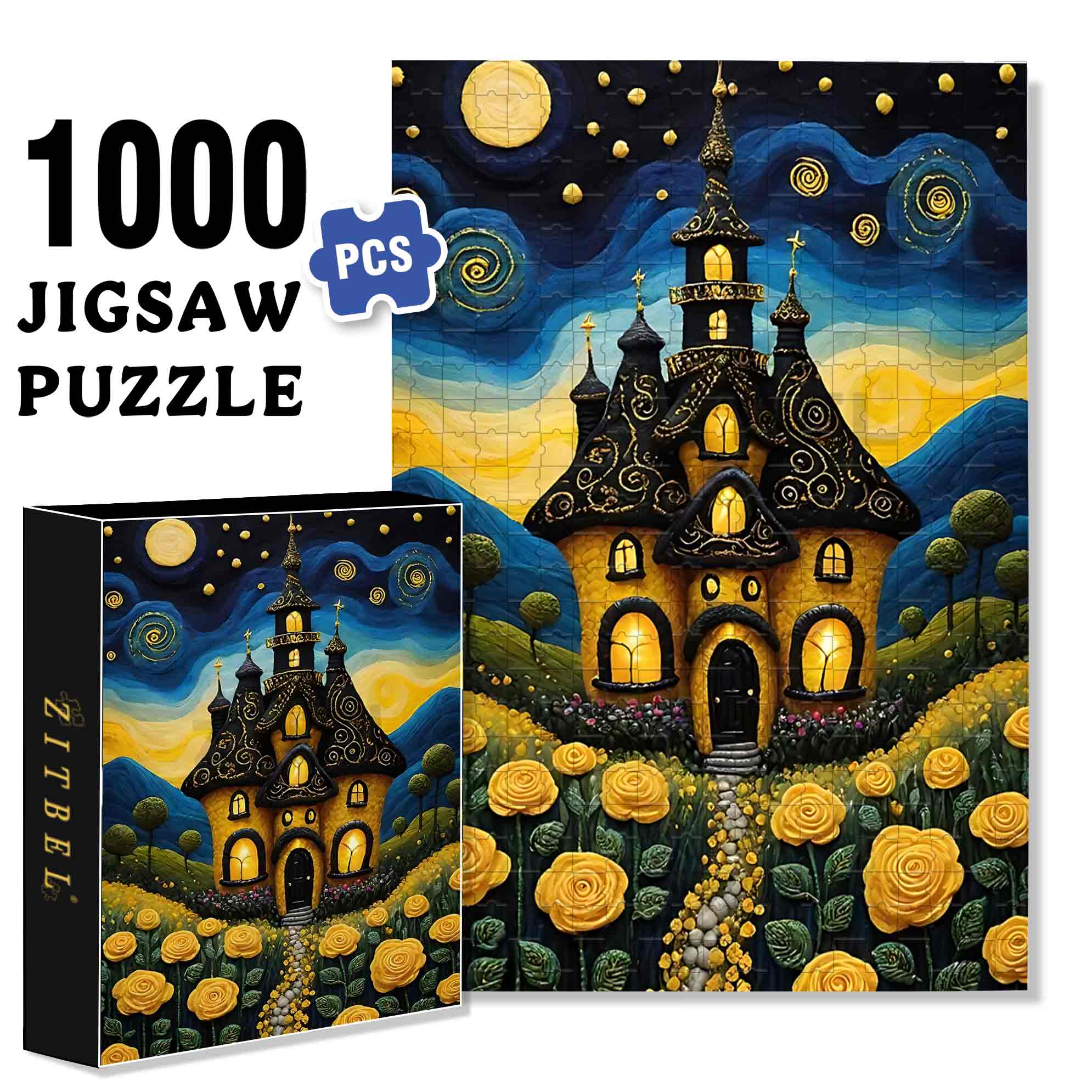 Yellow Rose 500pcs/1000pcs Jigsaw Puzzle, Scratch-Resistant, Paper Material, Interactive Family Game & Brain-Boosting DIY Decor, Perfect for Halloween, Christmas & New Year Gifts, Family Puzzle Game