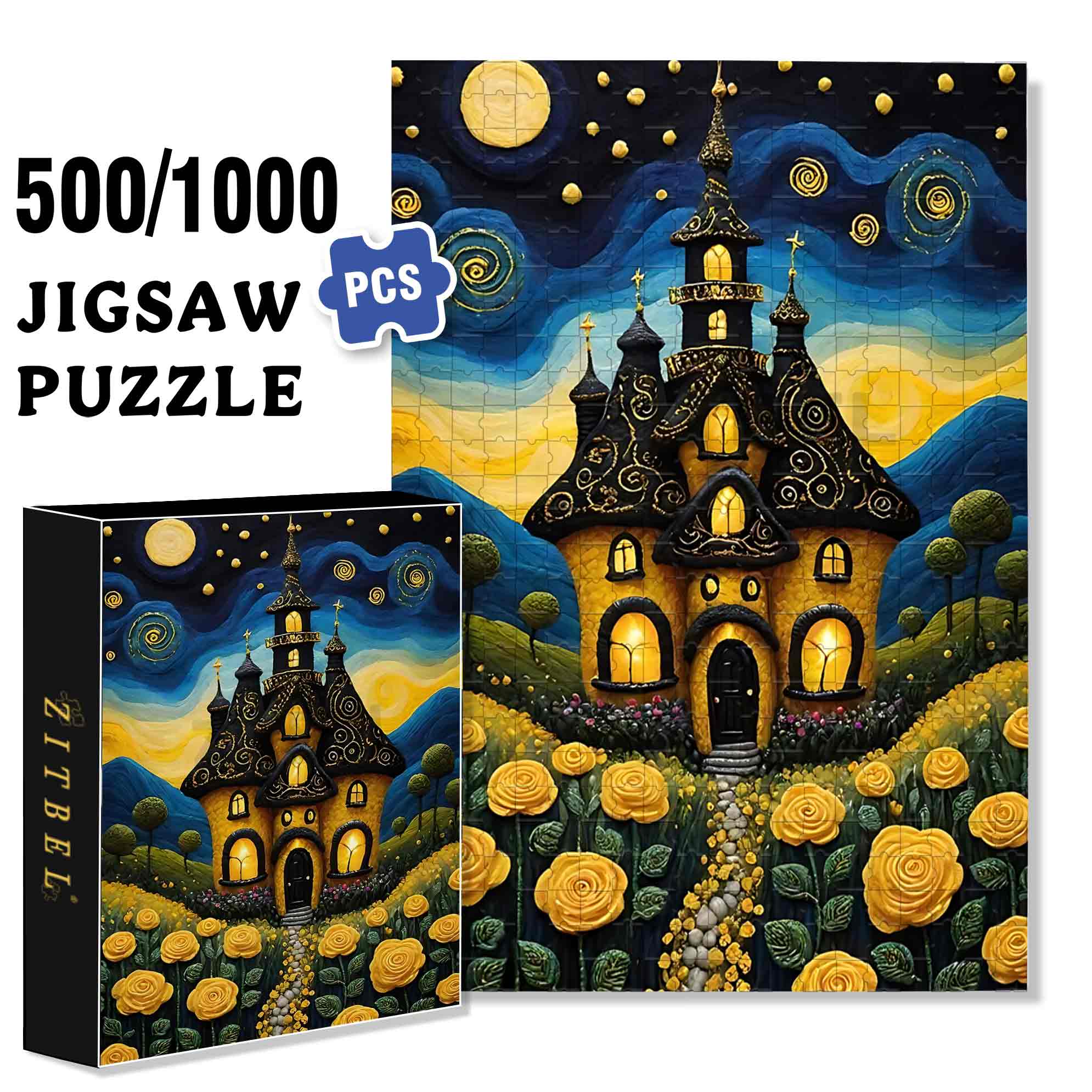 Yellow Rose 500pcs/1000pcs Jigsaw Puzzle, Scratch-Resistant, Paper Material, Interactive Family Game & Brain-Boosting DIY Decor, Perfect for Halloween, Christmas & New Year Gifts, Family Puzzle Game
