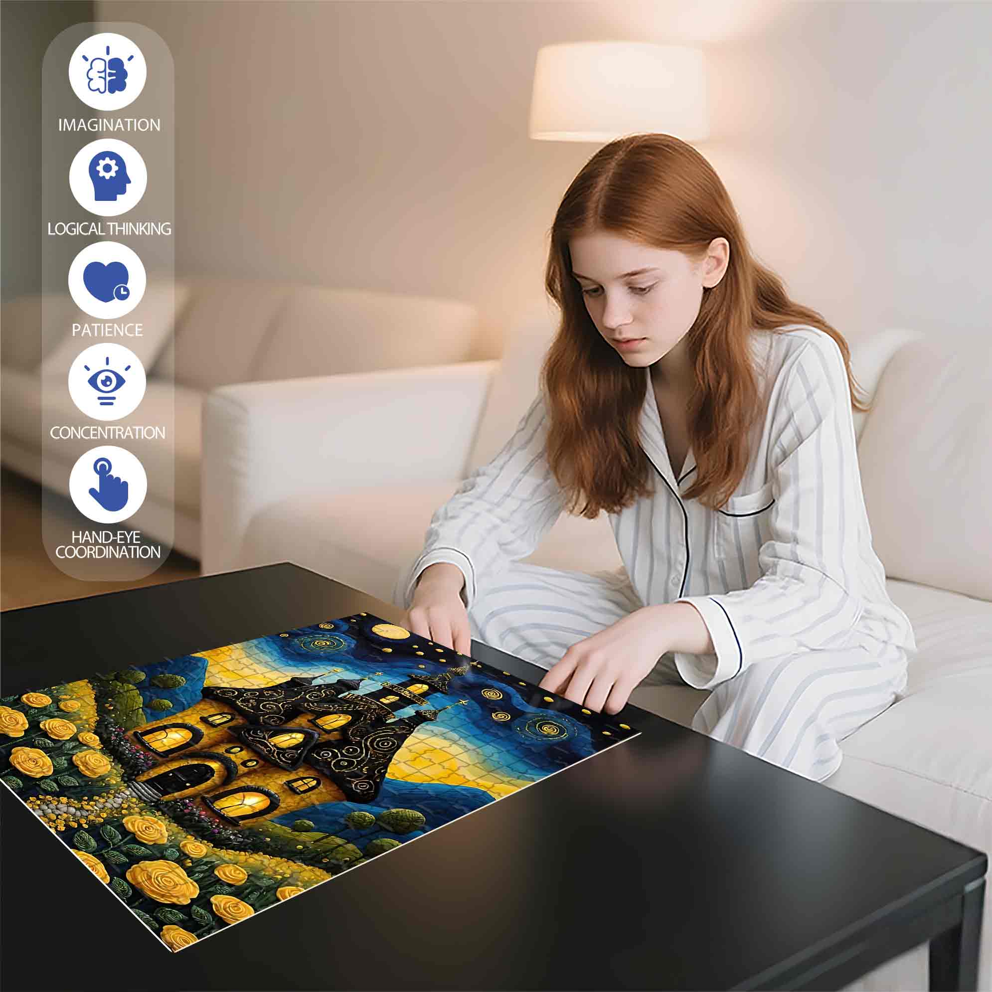 Yellow Rose 500pcs/1000pcs Jigsaw Puzzle, Scratch-Resistant, Paper Material, Interactive Family Game & Brain-Boosting DIY Decor, Perfect for Halloween, Christmas & New Year Gifts, Family Puzzle Game