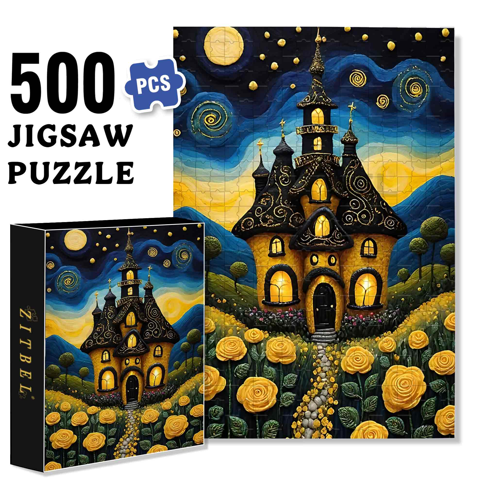 Yellow Rose 500pcs/1000pcs Jigsaw Puzzle, Scratch-Resistant, Paper Material, Interactive Family Game & Brain-Boosting DIY Decor, Perfect for Halloween, Christmas & New Year Gifts, Family Puzzle Game