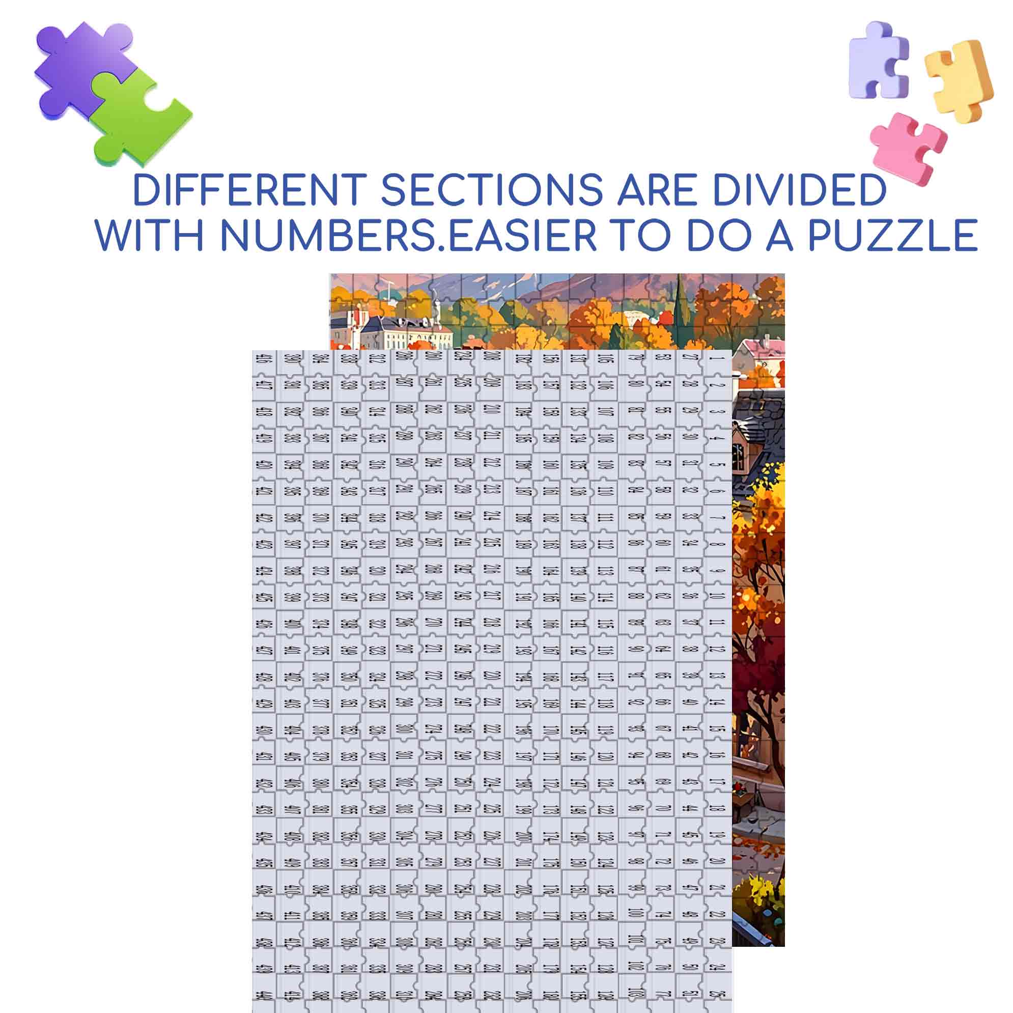 Autumn Building 500pcs/1000pcs Jigsaw Puzzle, Scratch-Resistant, Paper Material, Interactive Family Game & Brain-Boosting DIY Decor, Perfect for Halloween, Christmas & New Year Gifts, Family Puzzle Game