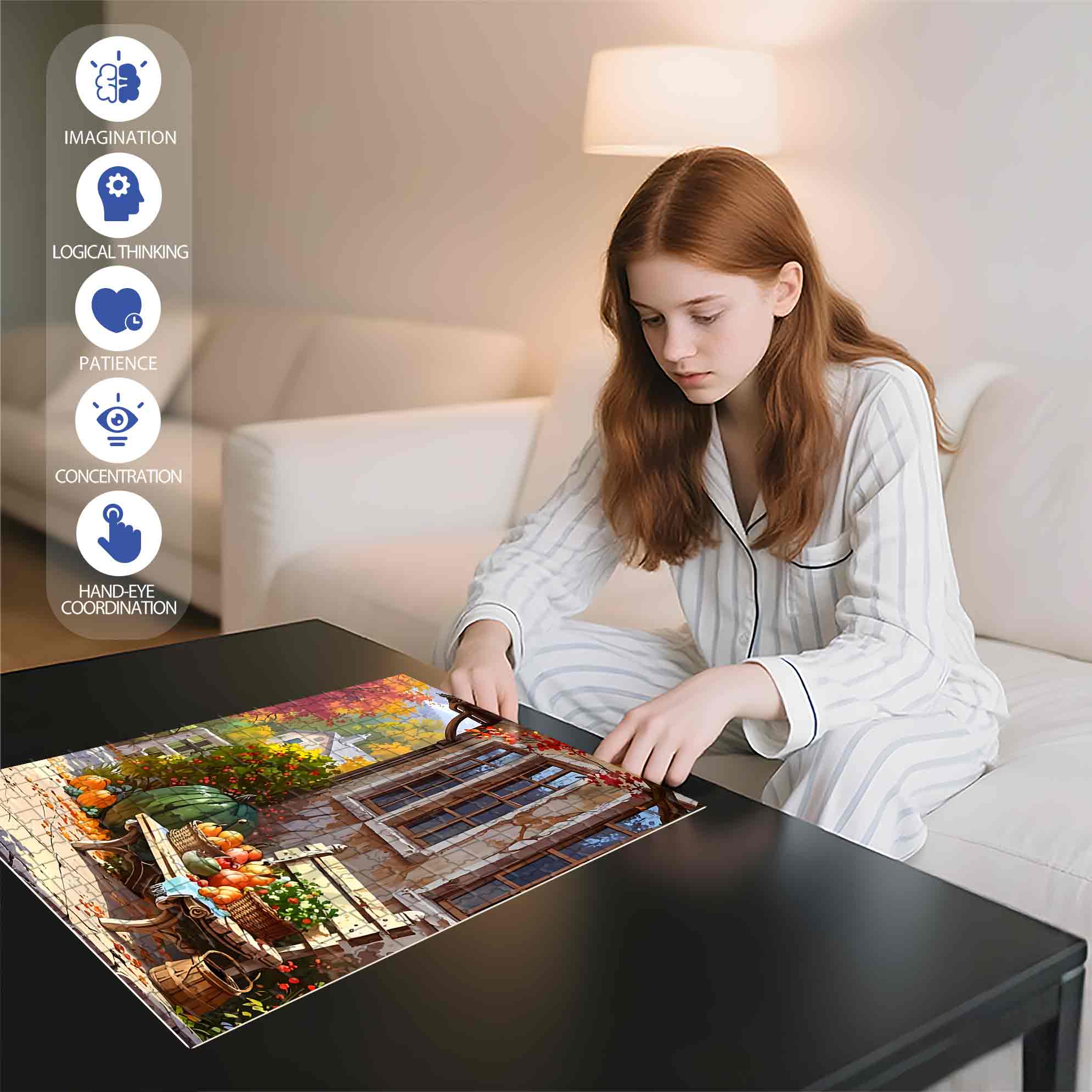 Autumn Garden 500pcs/1000pcs Jigsaw Puzzle, Scratch-Resistant, Paper Material, Interactive Family Game & Brain-Boosting DIY Decor, Perfect for Halloween, Christmas & New Year Gifts, Family Puzzle Game