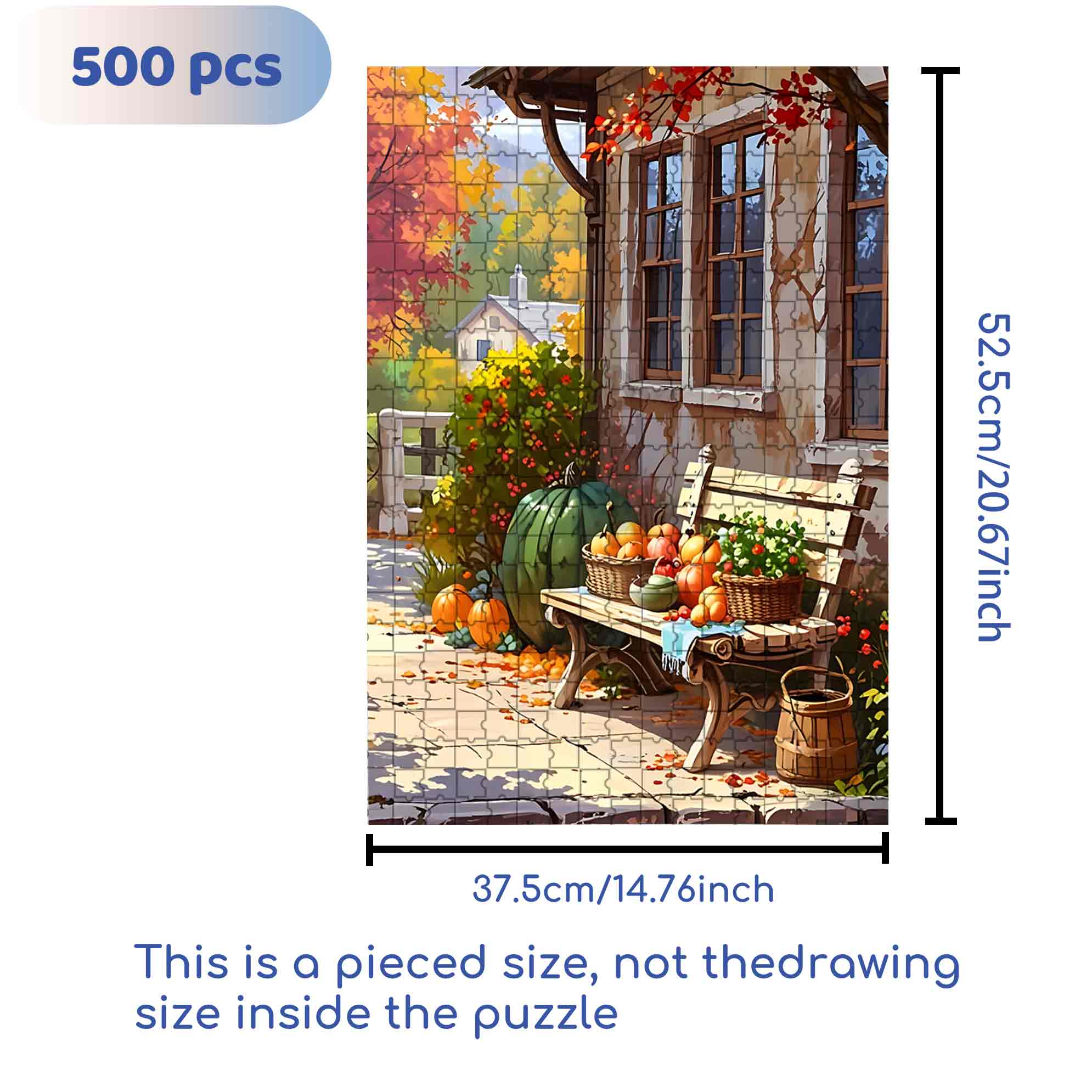 Autumn Garden 500pcs/1000pcs Jigsaw Puzzle, Scratch-Resistant, Paper Material, Interactive Family Game & Brain-Boosting DIY Decor, Perfect for Halloween, Christmas & New Year Gifts, Family Puzzle Game