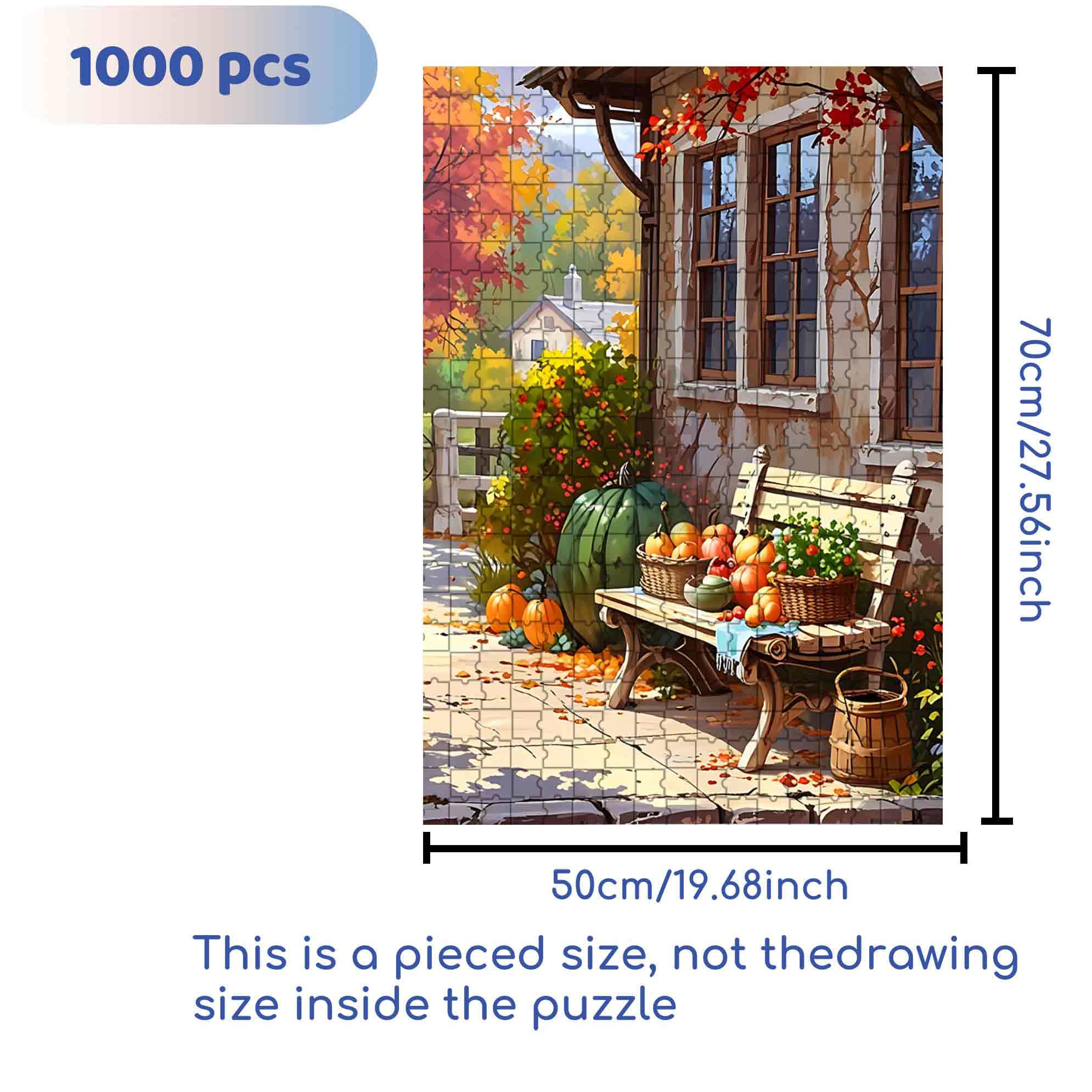 Autumn Garden 500pcs/1000pcs Jigsaw Puzzle, Scratch-Resistant, Paper Material, Interactive Family Game & Brain-Boosting DIY Decor, Perfect for Halloween, Christmas & New Year Gifts, Family Puzzle Game