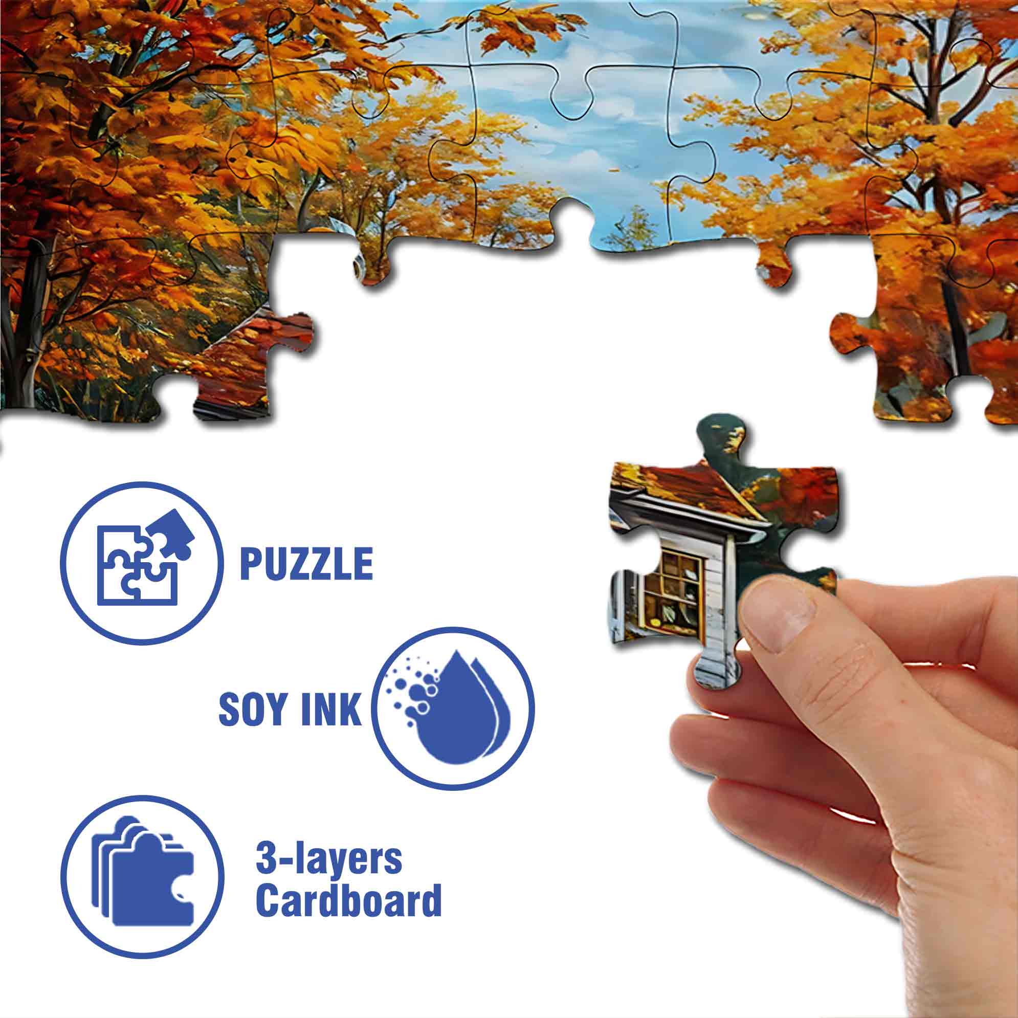 Autumn House 500pcs/1000pcs Jigsaw Puzzle, Scratch-Resistant, Paper Material, Interactive Family Game & Brain-Boosting DIY Decor, Perfect for Halloween, Christmas & New Year Gifts, Family Puzzle Game
