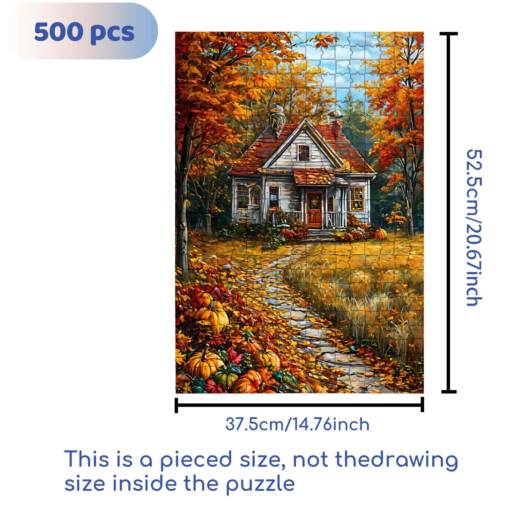 Autumn House 500pcs/1000pcs Jigsaw Puzzle, Scratch-Resistant, Paper Material, Interactive Family Game & Brain-Boosting DIY Decor, Perfect for Halloween, Christmas & New Year Gifts, Family Puzzle Game