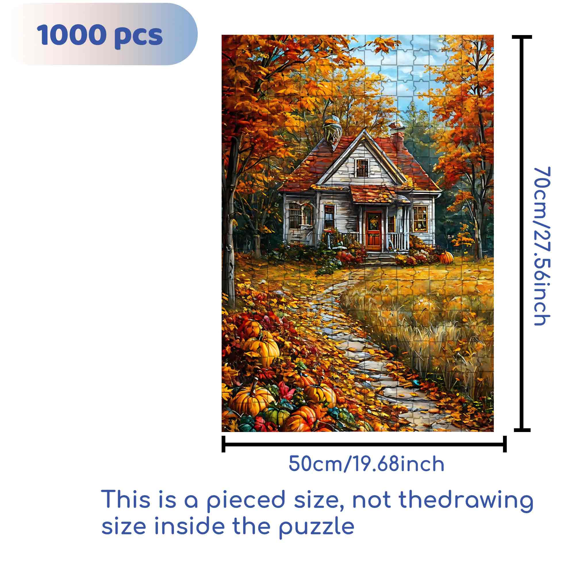 Autumn House 500pcs/1000pcs Jigsaw Puzzle, Scratch-Resistant, Paper Material, Interactive Family Game & Brain-Boosting DIY Decor, Perfect for Halloween, Christmas & New Year Gifts, Family Puzzle Game