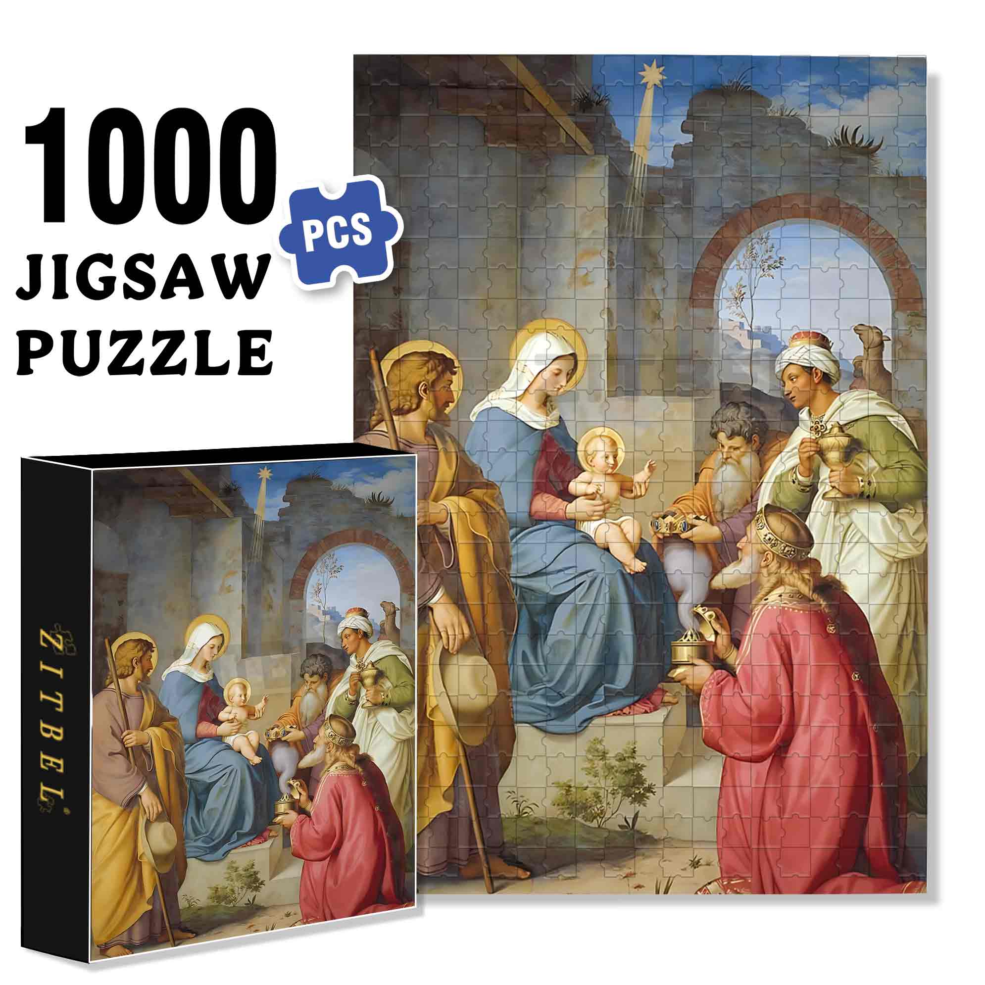 Bible Stories 2 500pcs/1000pcs Jigsaw Puzzle, Scratch-Resistant, Paper Material, Interactive Family Game & Brain-Boosting DIY Decor, Perfect for Halloween, Christmas & New Year Gifts, Family Puzzle Game