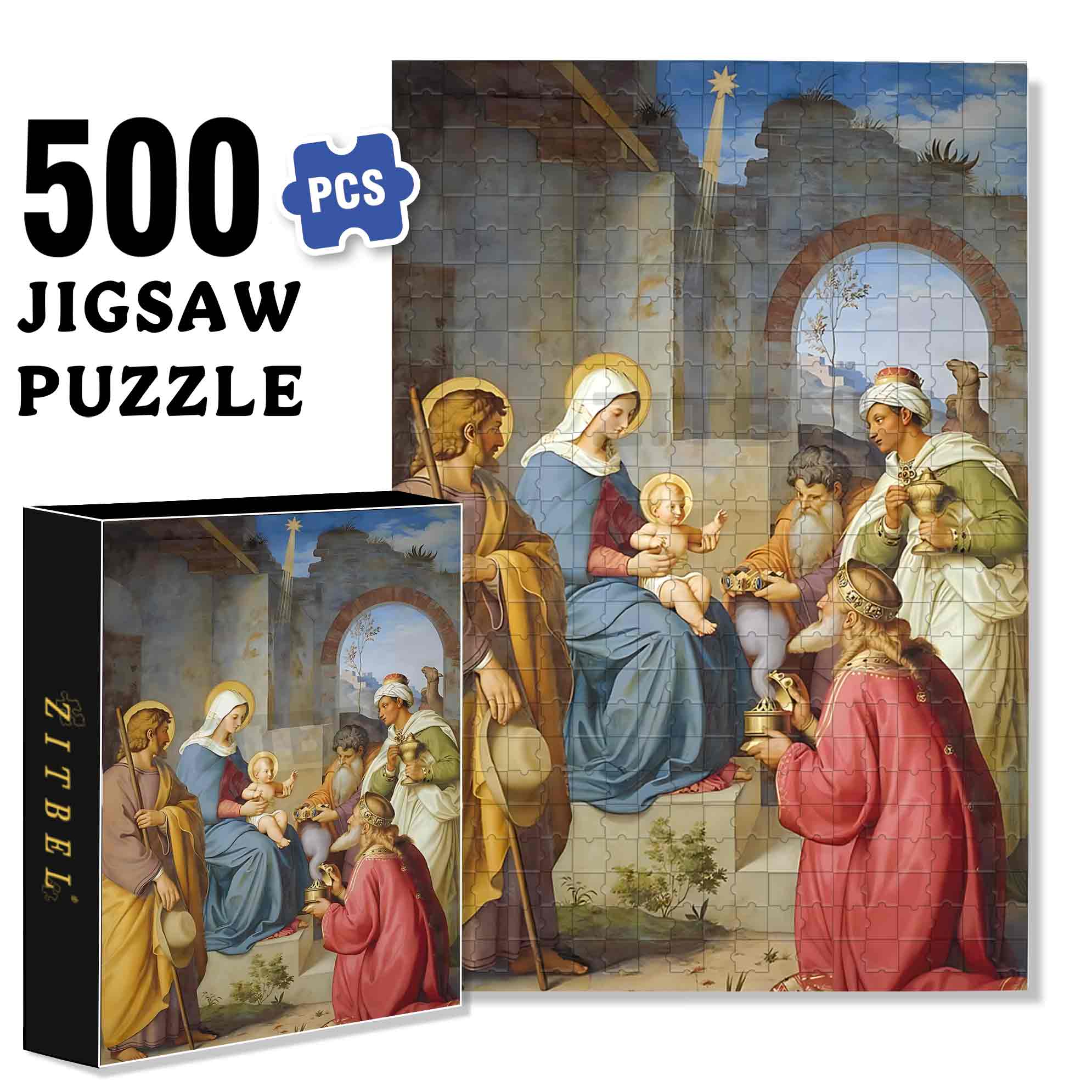 Bible Stories 2 500pcs/1000pcs Jigsaw Puzzle, Scratch-Resistant, Paper Material, Interactive Family Game & Brain-Boosting DIY Decor, Perfect for Halloween, Christmas & New Year Gifts, Family Puzzle Game