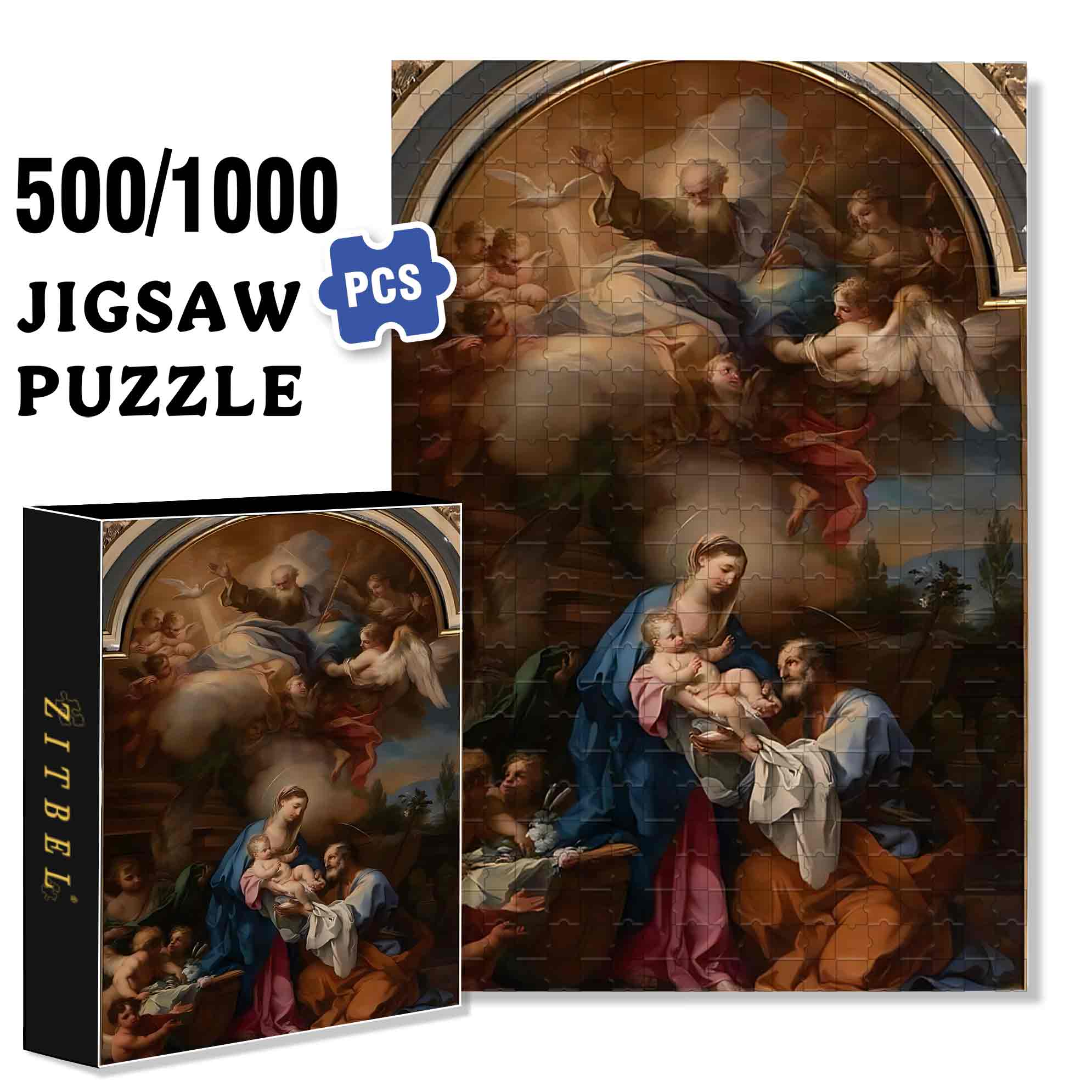 Bible Stories 500pcs/1000pcs Jigsaw Puzzle, Scratch-Resistant, Paper Material, Interactive Family Game & Brain-Boosting DIY Decor, Perfect for Halloween, Christmas & New Year Gifts, Family Puzzle Game