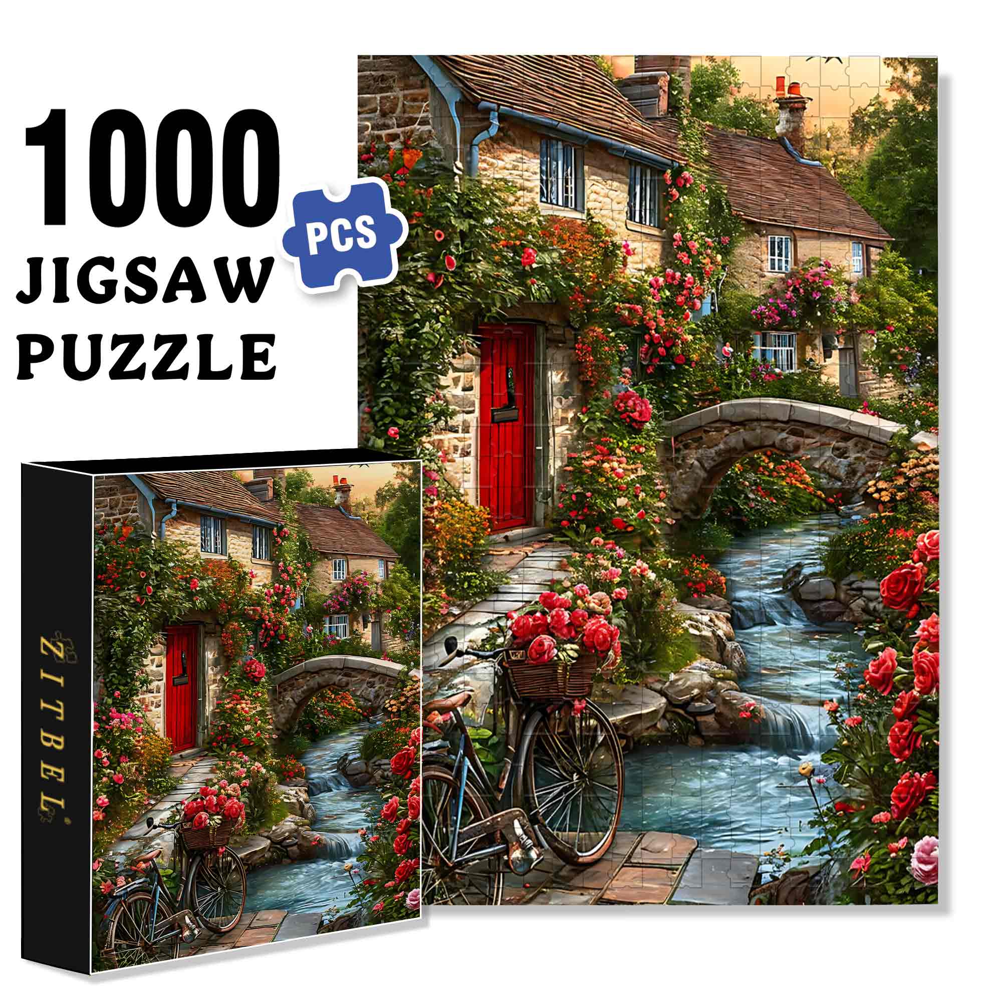 Bike 500pcs/1000pcs Jigsaw Puzzle, Scratch-Resistant, Paper Material, Interactive Family Game & Brain-Boosting DIY Decor, Perfect for Halloween, Christmas & New Year Gifts, Family Puzzle Game