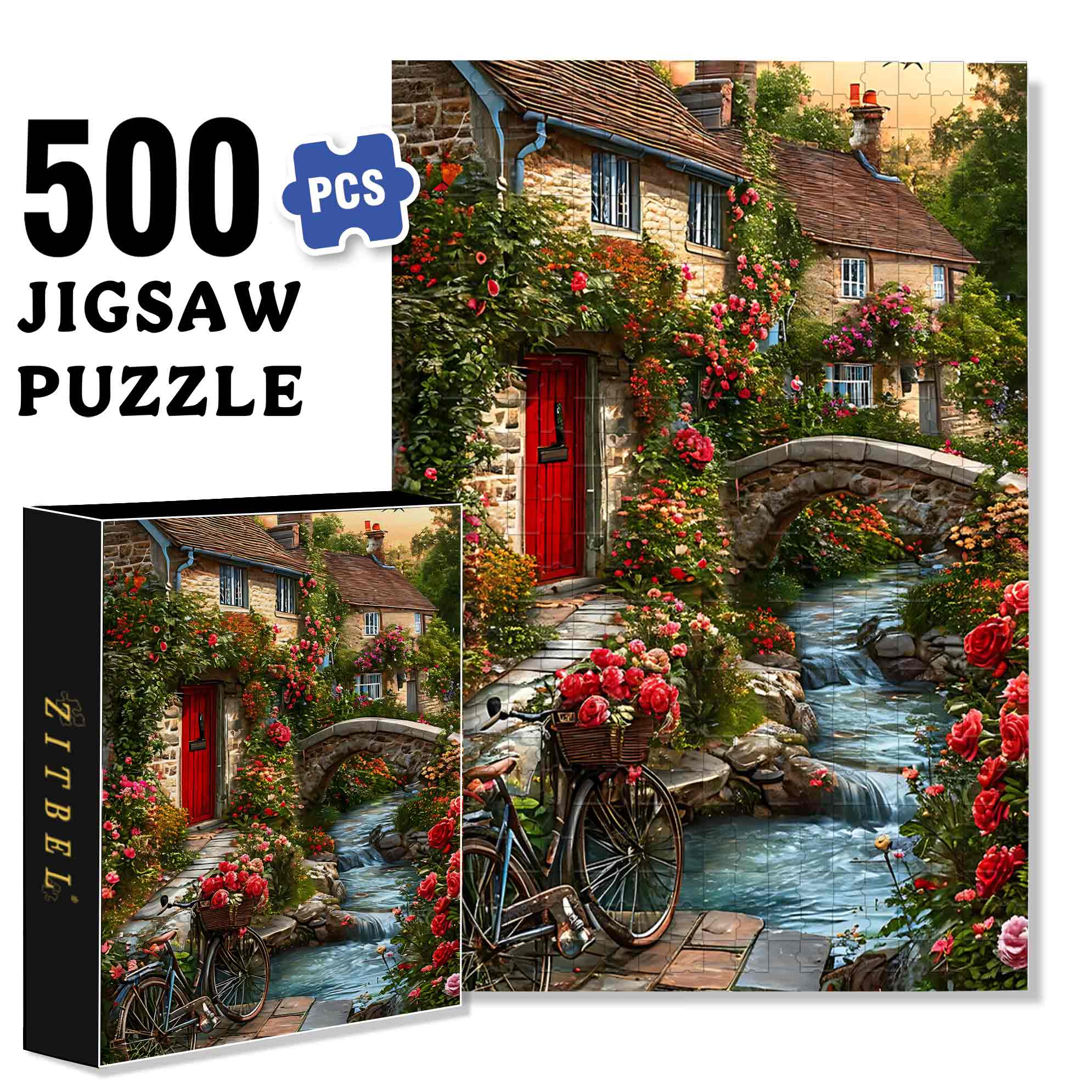 Bike 500pcs/1000pcs Jigsaw Puzzle, Scratch-Resistant, Paper Material, Interactive Family Game & Brain-Boosting DIY Decor, Perfect for Halloween, Christmas & New Year Gifts, Family Puzzle Game