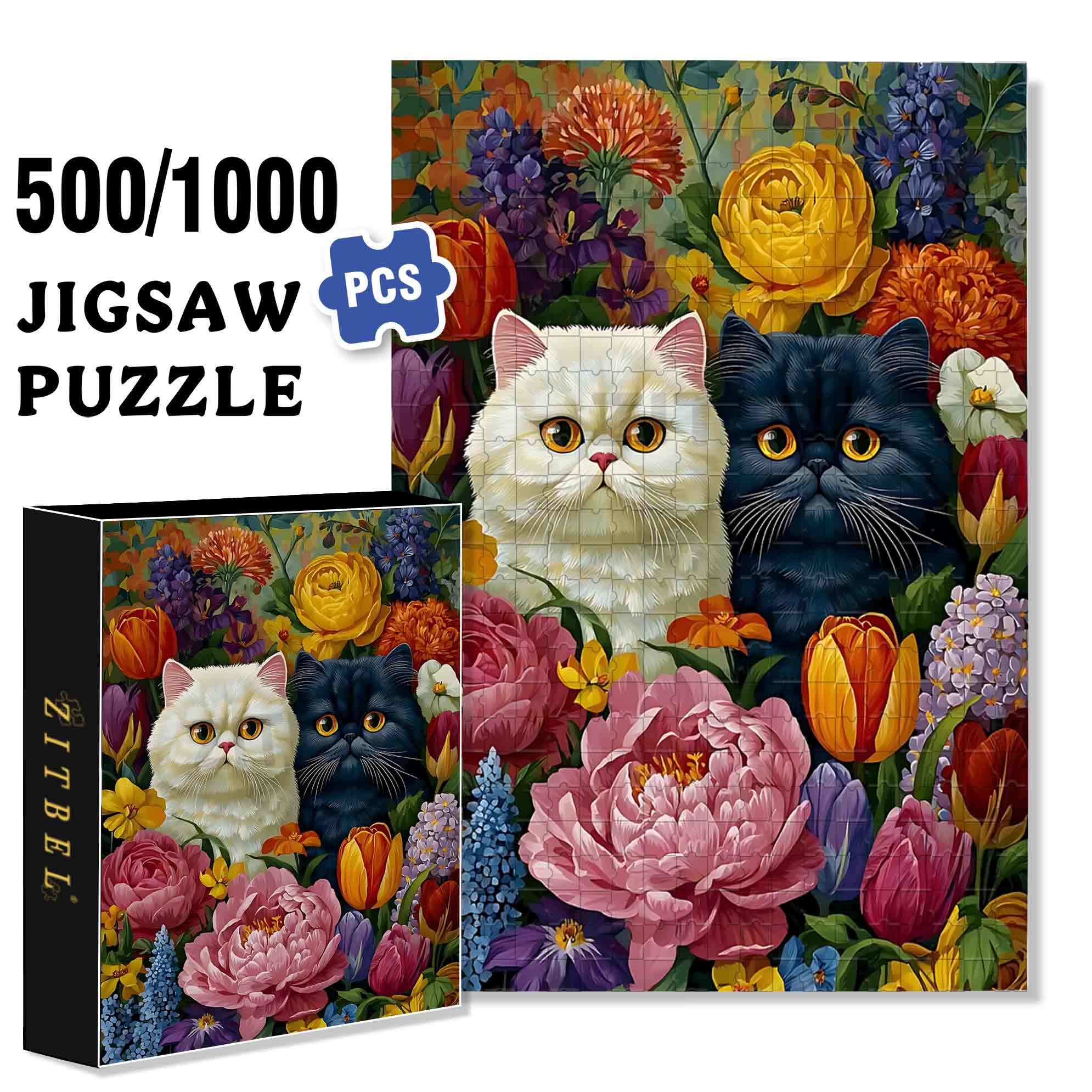 Black And White 500pcs/1000pcs Jigsaw Puzzle, Scratch-Resistant, Paper Material, Interactive Family Game & Brain-Boosting DIY Decor, Perfect for Halloween, Christmas & New Year Gifts, Family Puzzle Game