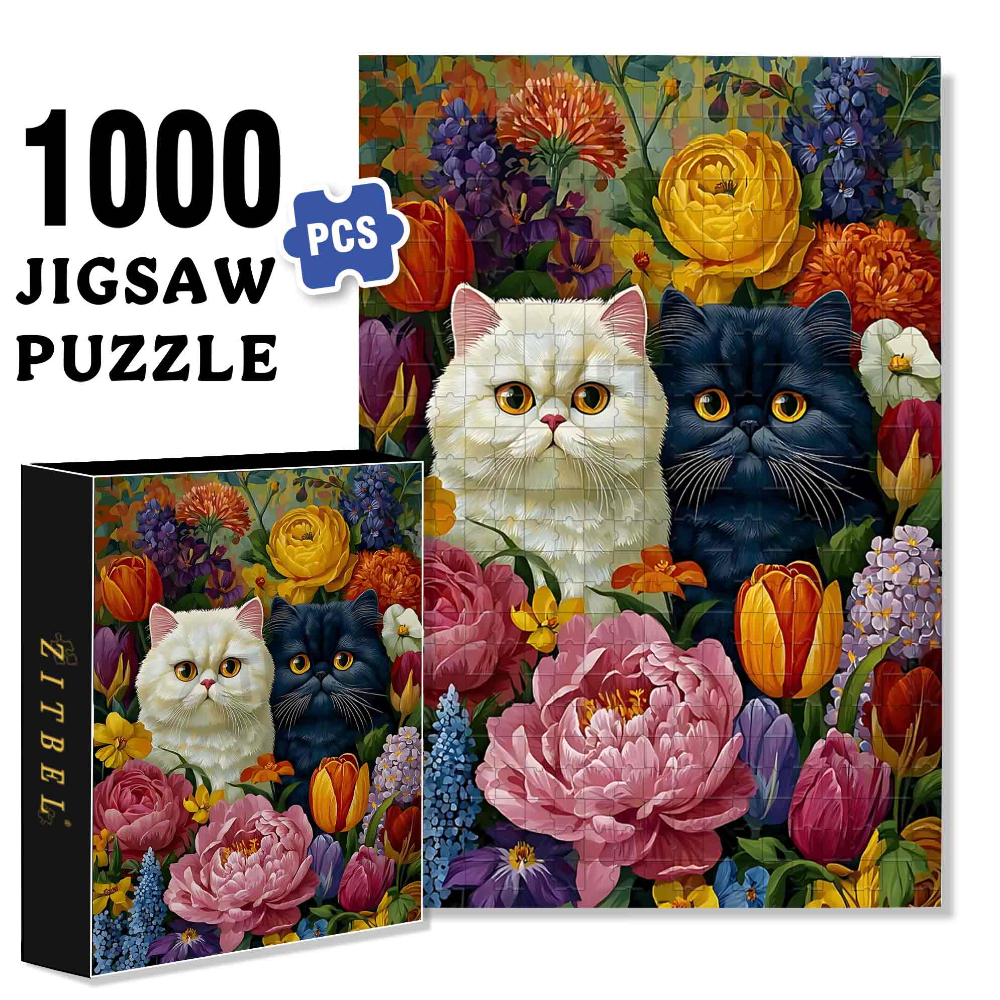 Black And White 500pcs/1000pcs Jigsaw Puzzle, Scratch-Resistant, Paper Material, Interactive Family Game & Brain-Boosting DIY Decor, Perfect for Halloween, Christmas & New Year Gifts, Family Puzzle Game