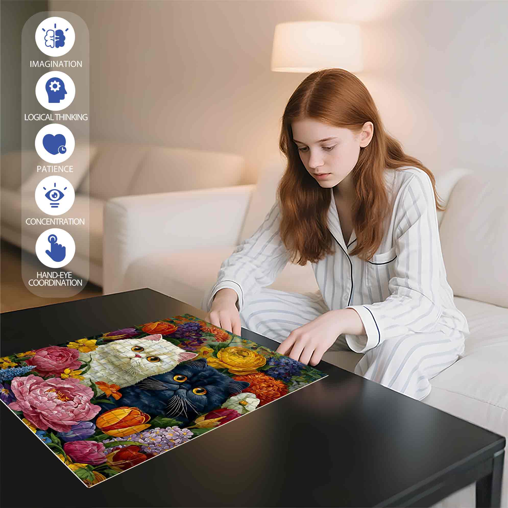 Black And White 500pcs/1000pcs Jigsaw Puzzle, Scratch-Resistant, Paper Material, Interactive Family Game & Brain-Boosting DIY Decor, Perfect for Halloween, Christmas & New Year Gifts, Family Puzzle Game