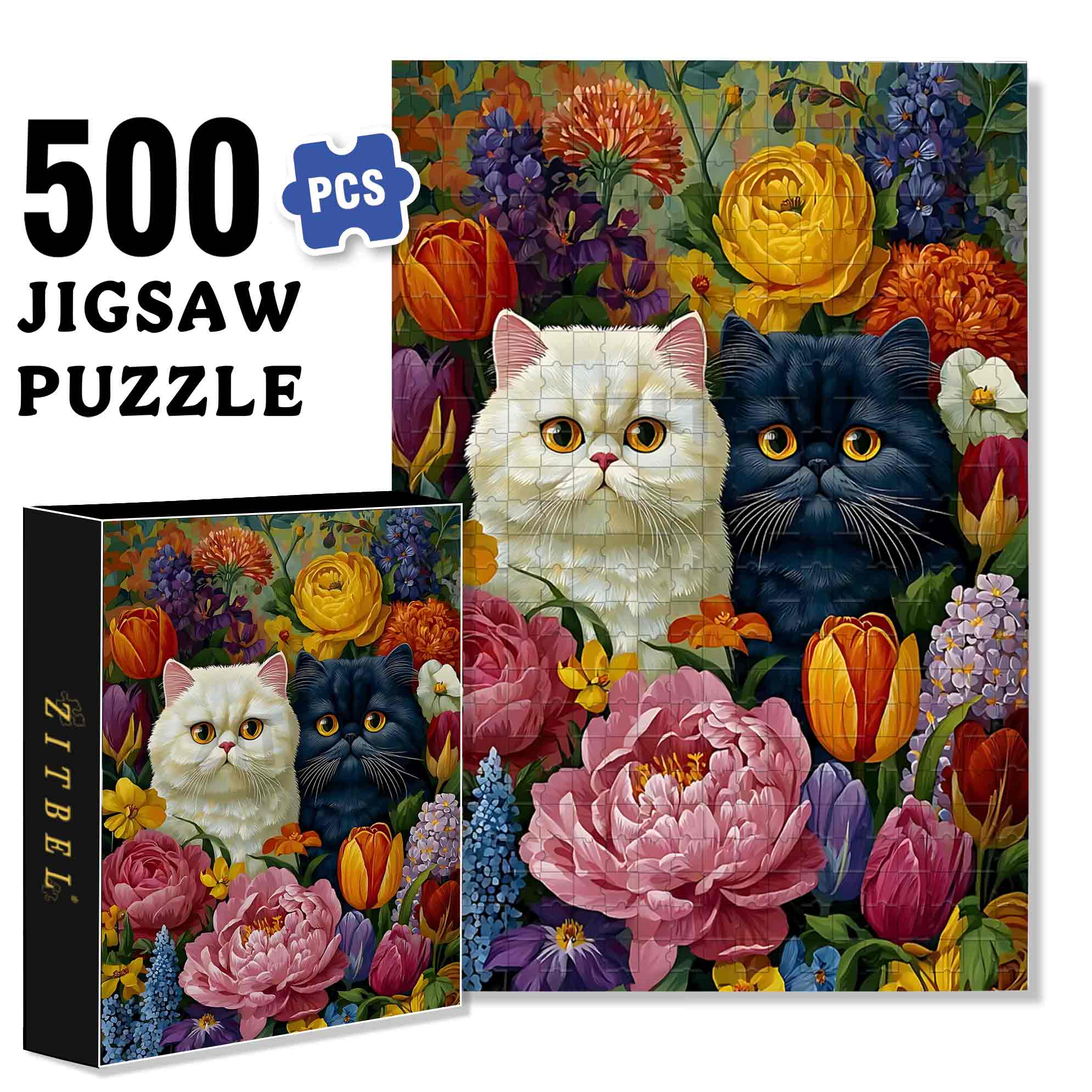 Black And White 500pcs/1000pcs Jigsaw Puzzle, Scratch-Resistant, Paper Material, Interactive Family Game & Brain-Boosting DIY Decor, Perfect for Halloween, Christmas & New Year Gifts, Family Puzzle Game