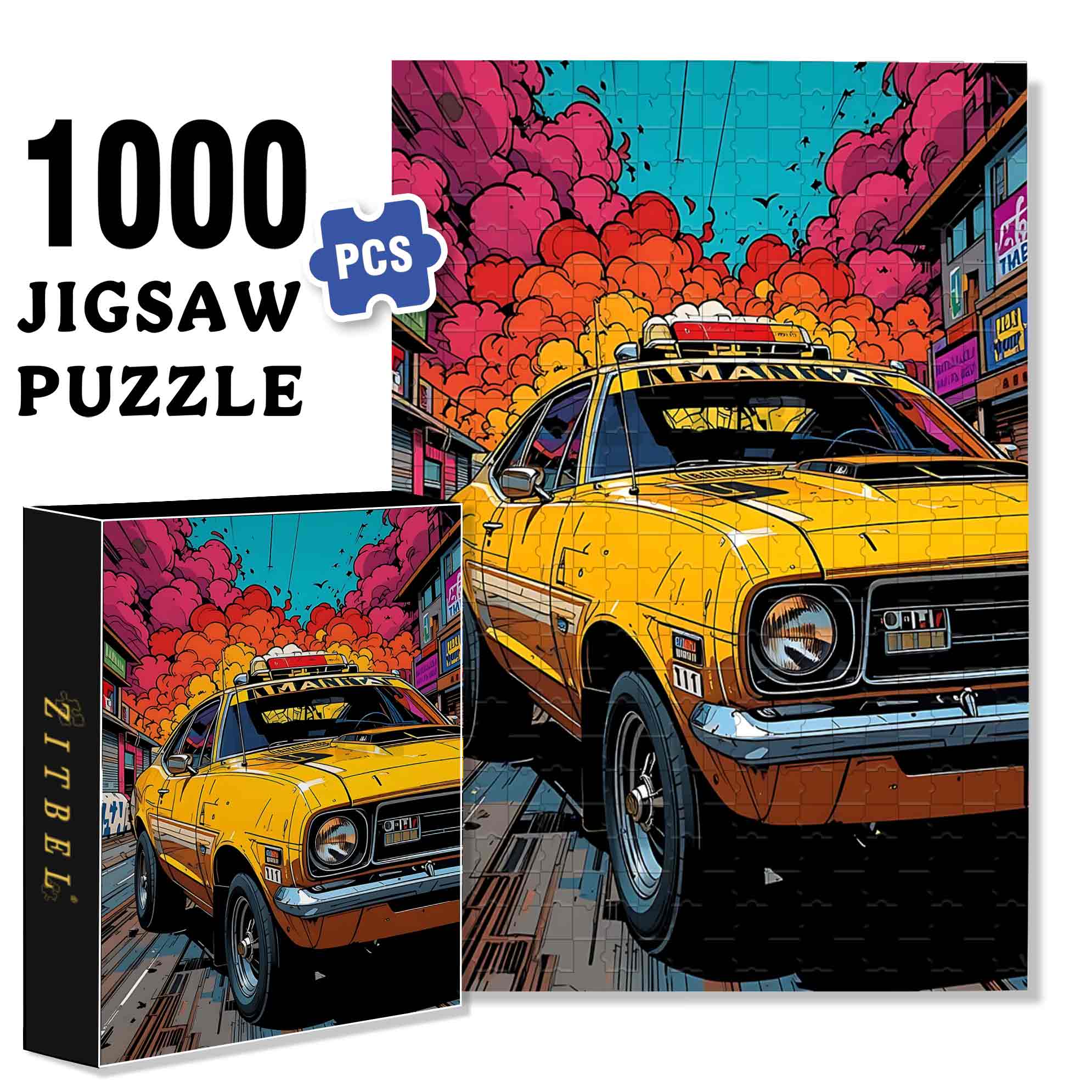 Car 500pcs/1000pcs Jigsaw Puzzle, Scratch-Resistant, Paper Material, Interactive Family Game & Brain-Boosting DIY Decor, Perfect for Halloween, Christmas & New Year Gifts, Family Puzzle Game