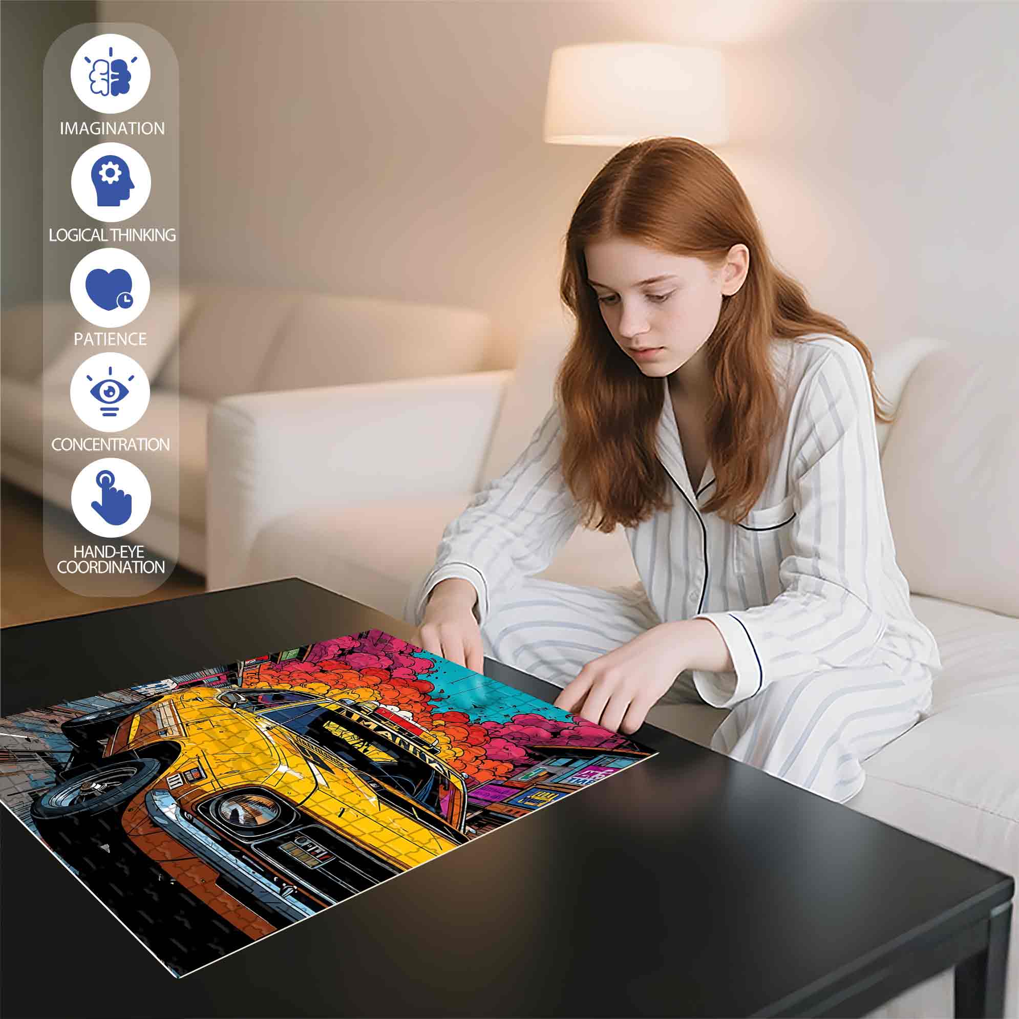 Car 500pcs/1000pcs Jigsaw Puzzle, Scratch-Resistant, Paper Material, Interactive Family Game & Brain-Boosting DIY Decor, Perfect for Halloween, Christmas & New Year Gifts, Family Puzzle Game