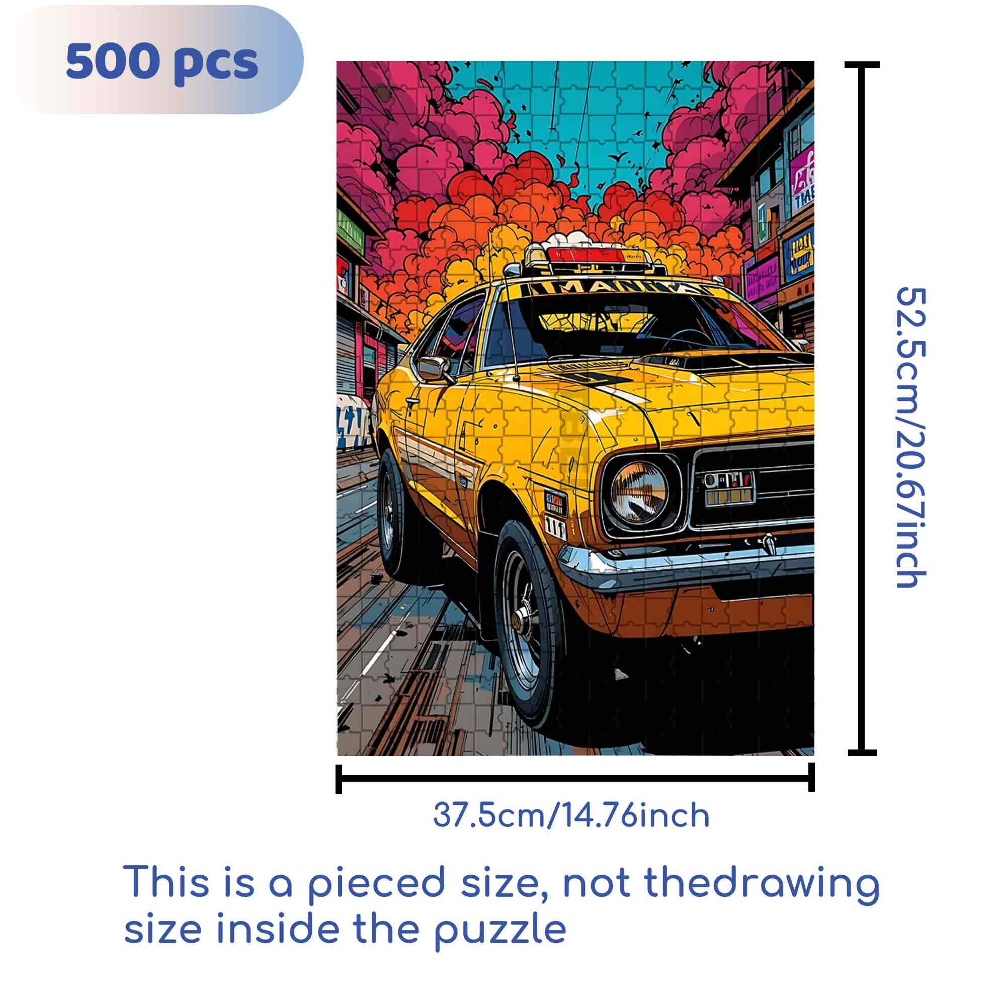 Car 500pcs/1000pcs Jigsaw Puzzle, Scratch-Resistant, Paper Material, Interactive Family Game & Brain-Boosting DIY Decor, Perfect for Halloween, Christmas & New Year Gifts, Family Puzzle Game