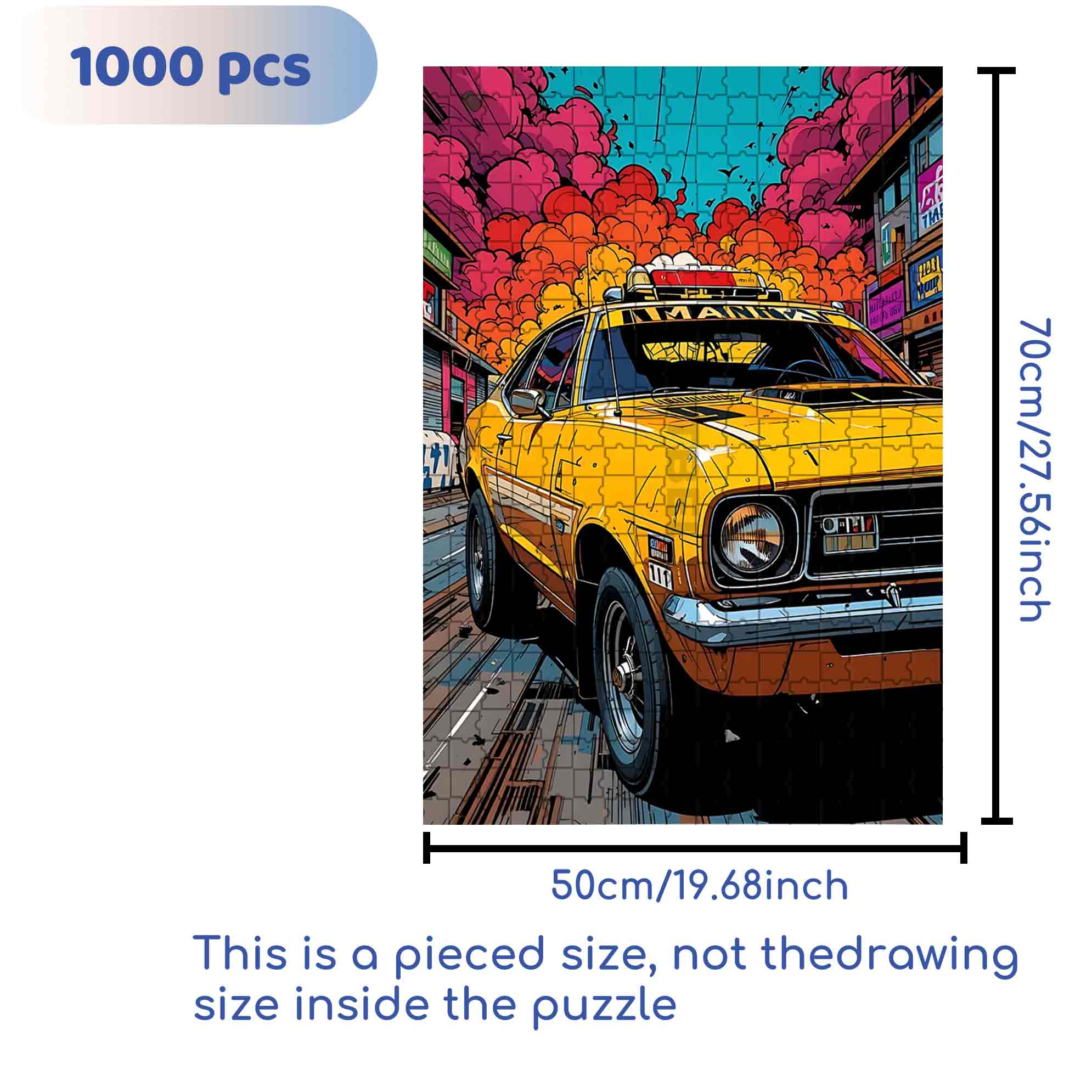Car 500pcs/1000pcs Jigsaw Puzzle, Scratch-Resistant, Paper Material, Interactive Family Game & Brain-Boosting DIY Decor, Perfect for Halloween, Christmas & New Year Gifts, Family Puzzle Game