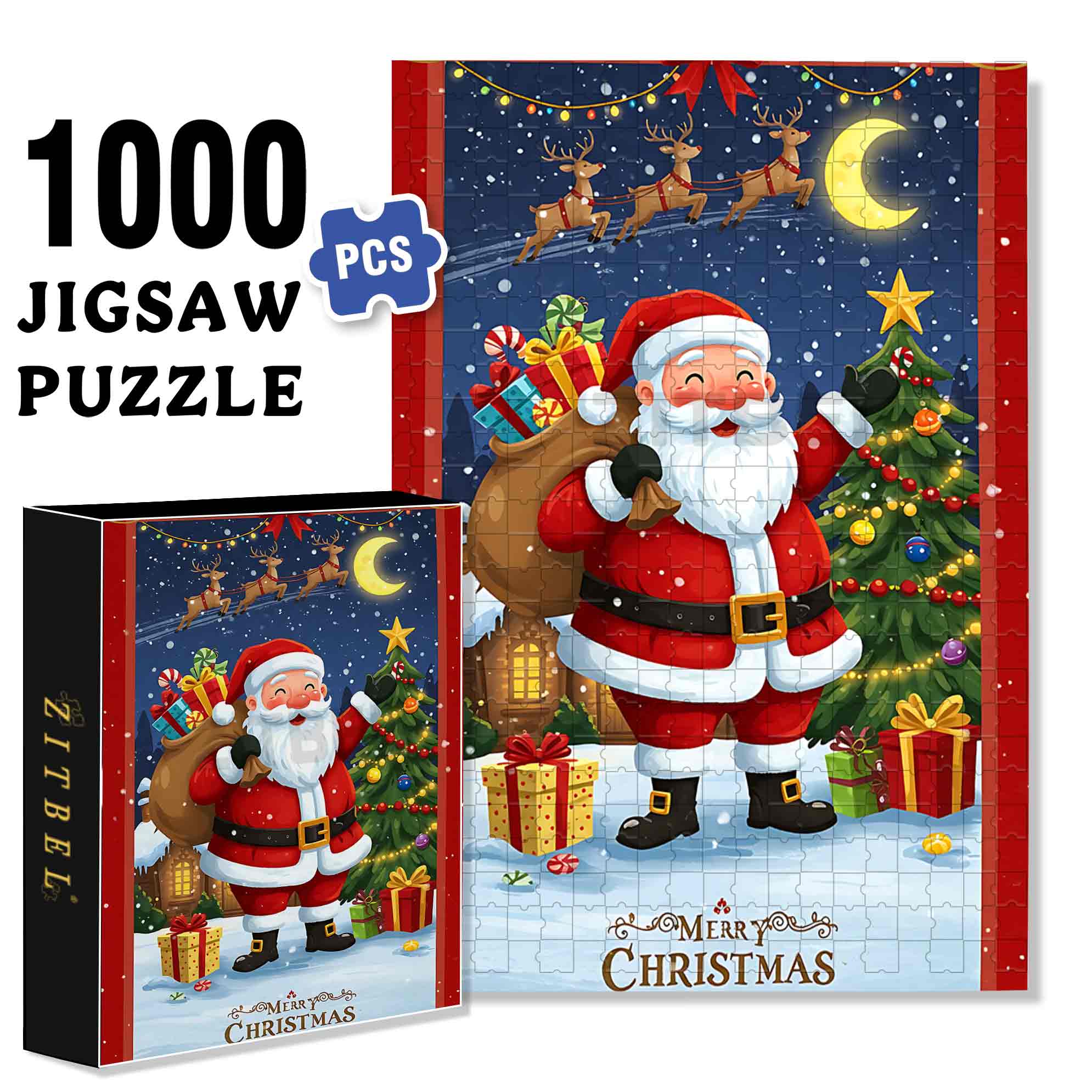 Christmas Card 500pcs/1000pcs Jigsaw Puzzle, Scratch-Resistant, Paper Material, Interactive Family Game & Brain-Boosting DIY Decor, Perfect for Halloween, Christmas & New Year Gifts, Family Puzzle Game