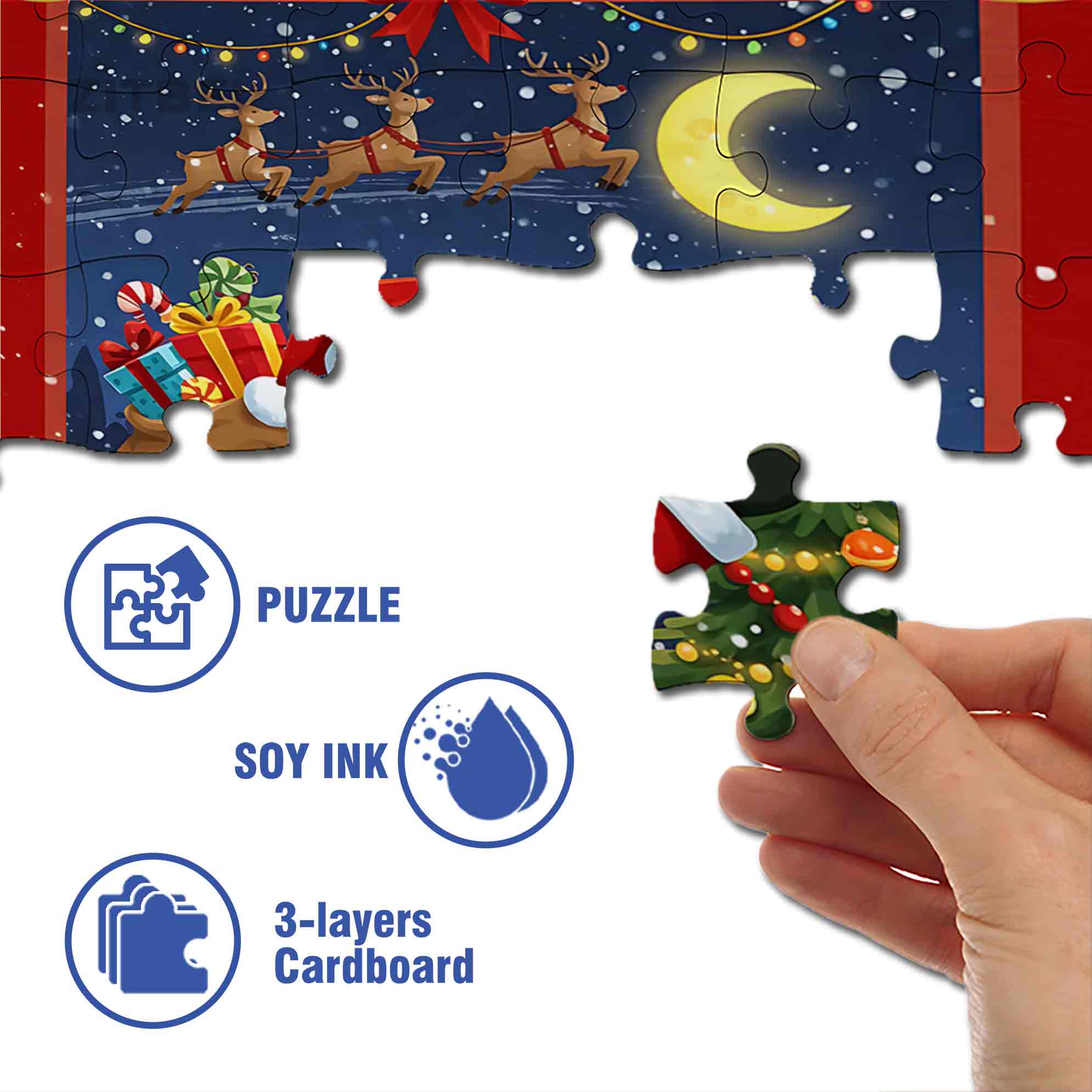 Christmas Card 500pcs/1000pcs Jigsaw Puzzle, Scratch-Resistant, Paper Material, Interactive Family Game & Brain-Boosting DIY Decor, Perfect for Halloween, Christmas & New Year Gifts, Family Puzzle Game