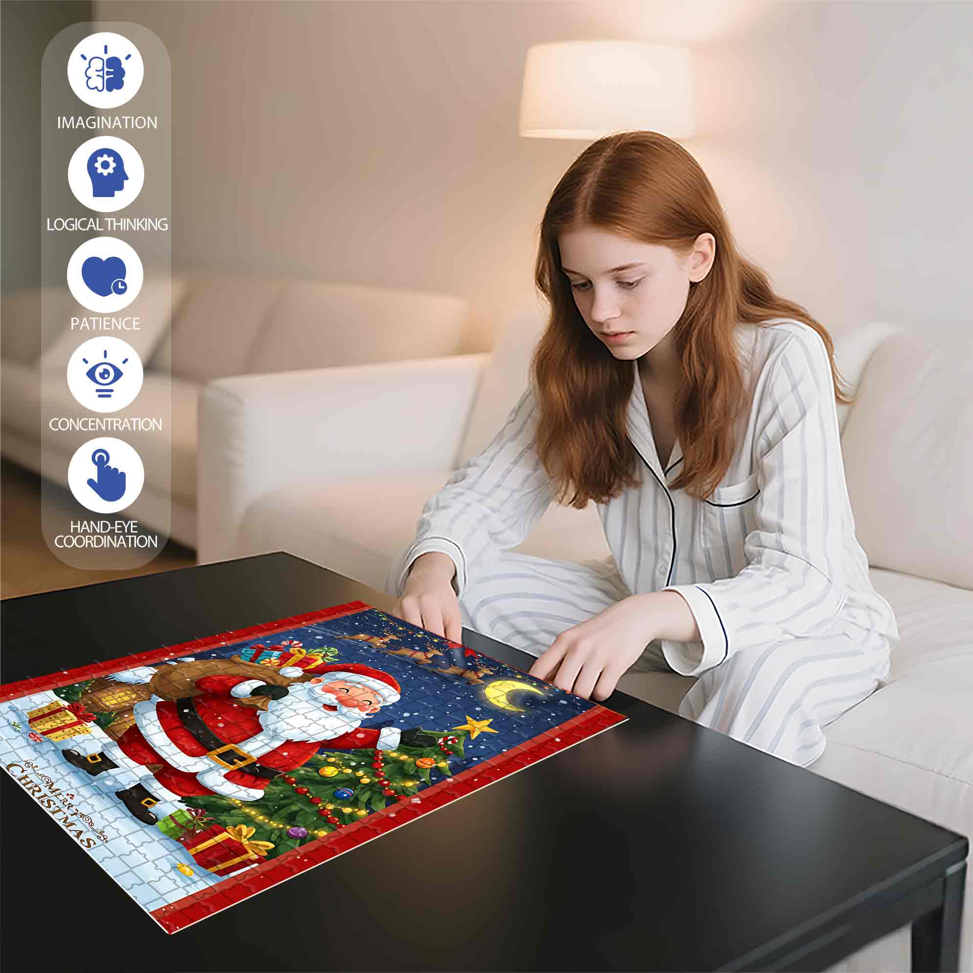 Christmas Card 500pcs/1000pcs Jigsaw Puzzle, Scratch-Resistant, Paper Material, Interactive Family Game & Brain-Boosting DIY Decor, Perfect for Halloween, Christmas & New Year Gifts, Family Puzzle Game
