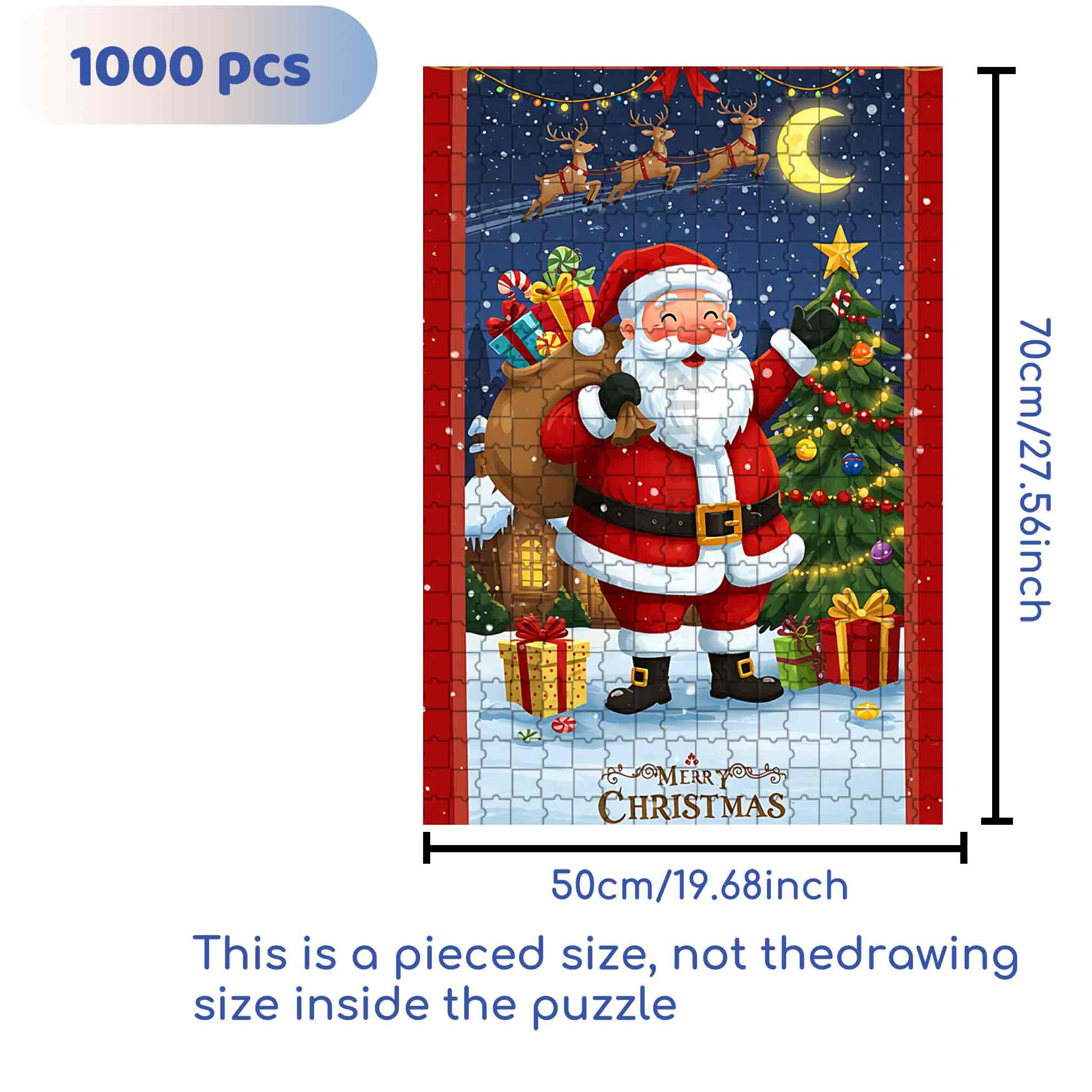 Christmas Card 500pcs/1000pcs Jigsaw Puzzle, Scratch-Resistant, Paper Material, Interactive Family Game & Brain-Boosting DIY Decor, Perfect for Halloween, Christmas & New Year Gifts, Family Puzzle Game