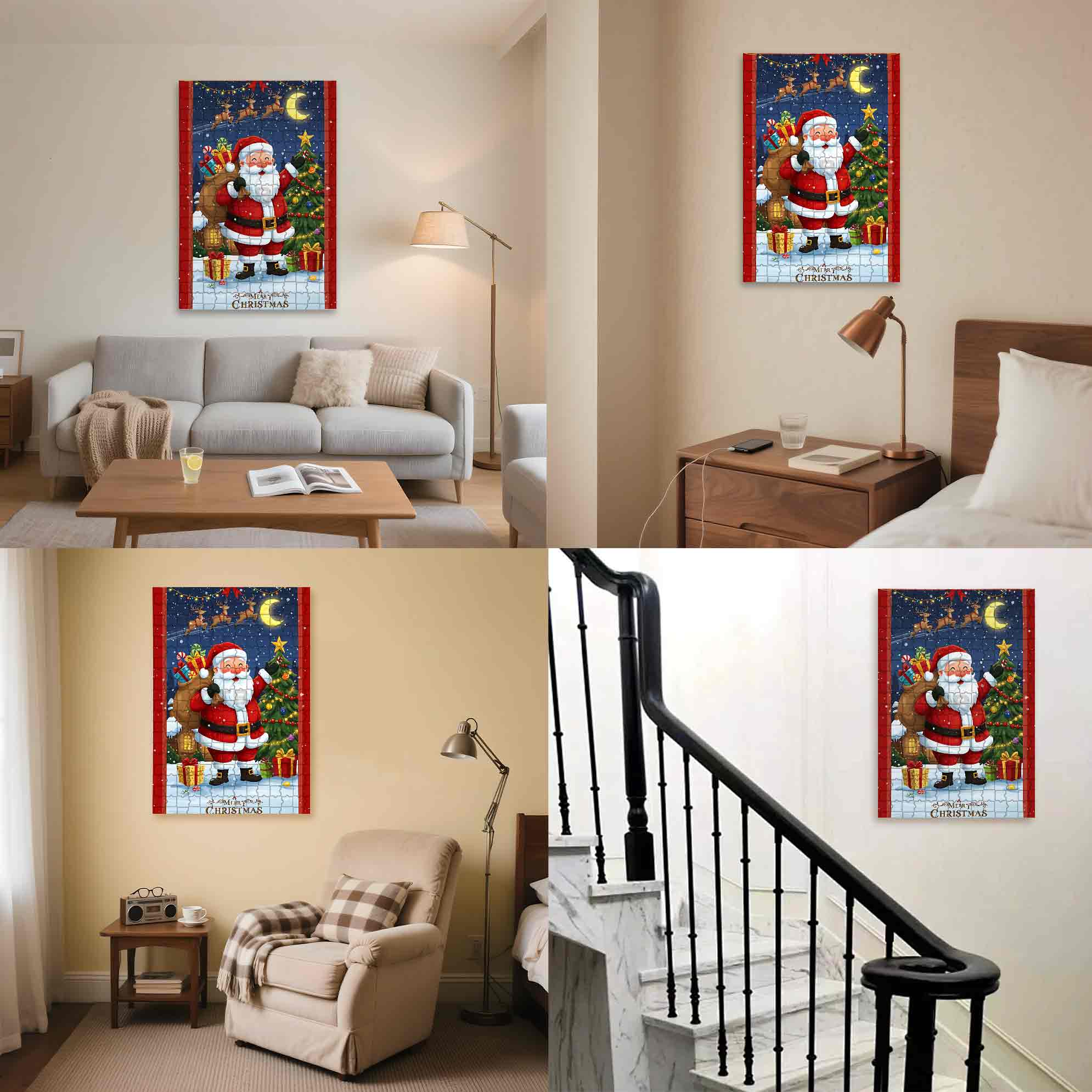 Christmas Card 500pcs/1000pcs Jigsaw Puzzle, Scratch-Resistant, Paper Material, Interactive Family Game & Brain-Boosting DIY Decor, Perfect for Halloween, Christmas & New Year Gifts, Family Puzzle Game