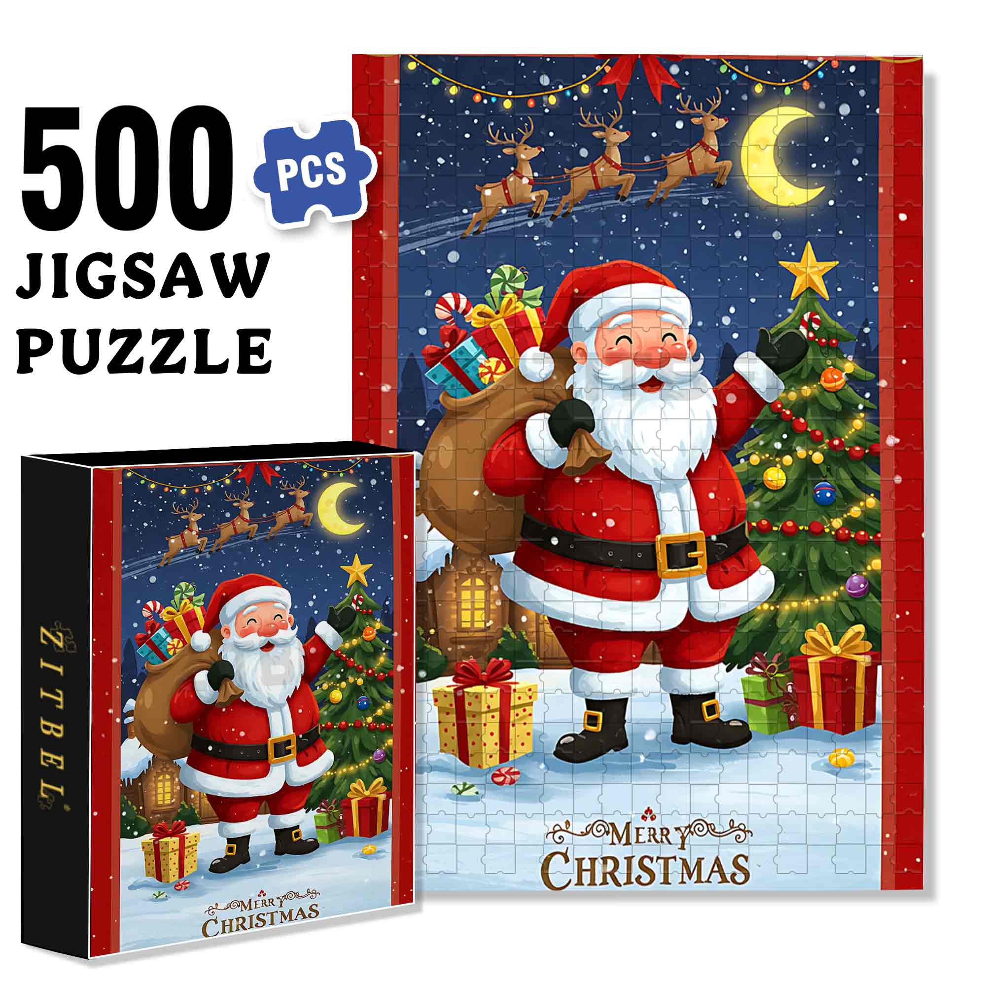 Christmas Card 500pcs/1000pcs Jigsaw Puzzle, Scratch-Resistant, Paper Material, Interactive Family Game & Brain-Boosting DIY Decor, Perfect for Halloween, Christmas & New Year Gifts, Family Puzzle Game