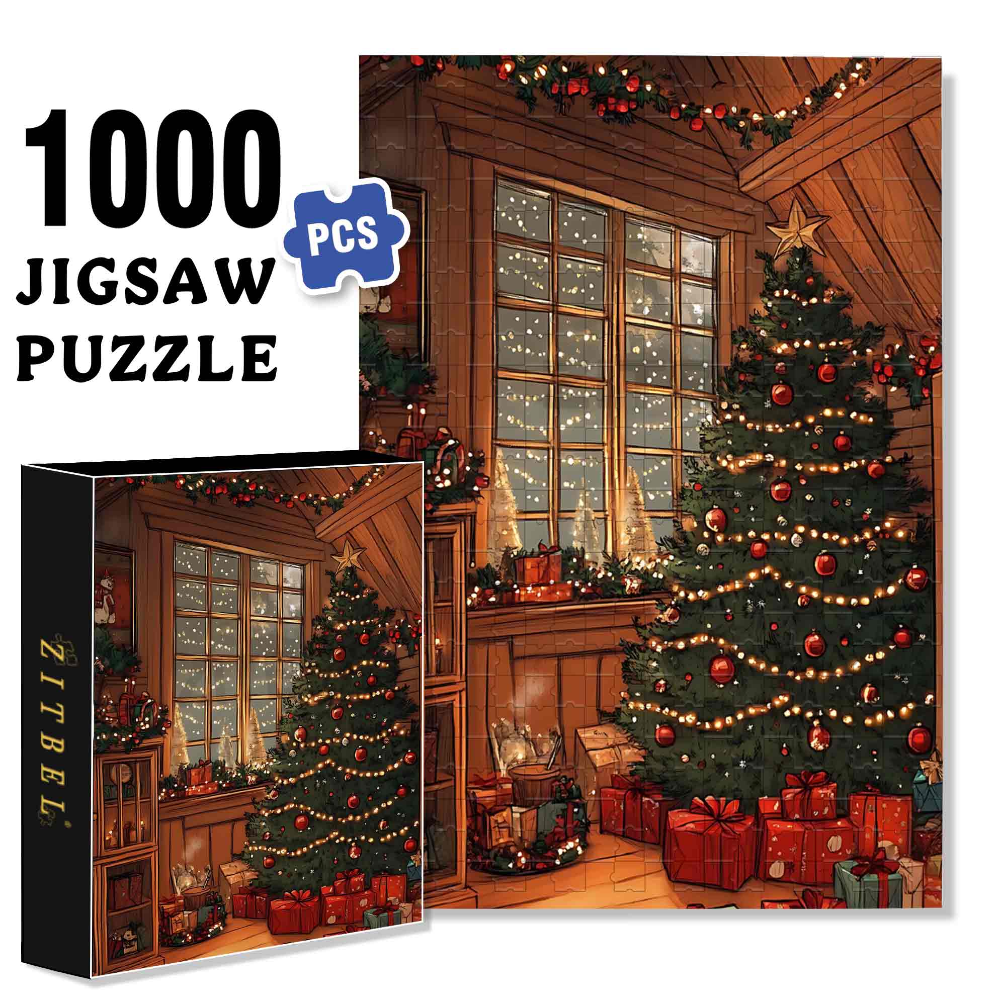 Christmas Decorations 500pcs/1000pcs Jigsaw Puzzle, Scratch-Resistant, Paper Material, Interactive Family Game & Brain-Boosting DIY Decor, Perfect for Halloween, Christmas & New Year Gifts, Family Puzzle Game