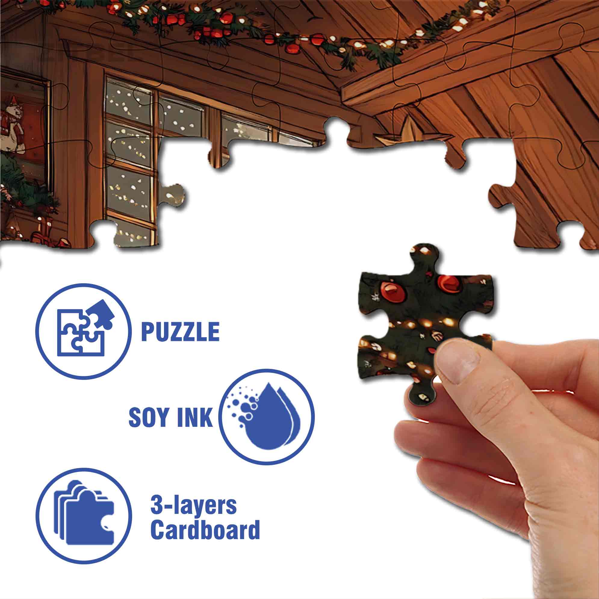 Christmas Decorations 500pcs/1000pcs Jigsaw Puzzle, Scratch-Resistant, Paper Material, Interactive Family Game & Brain-Boosting DIY Decor, Perfect for Halloween, Christmas & New Year Gifts, Family Puzzle Game