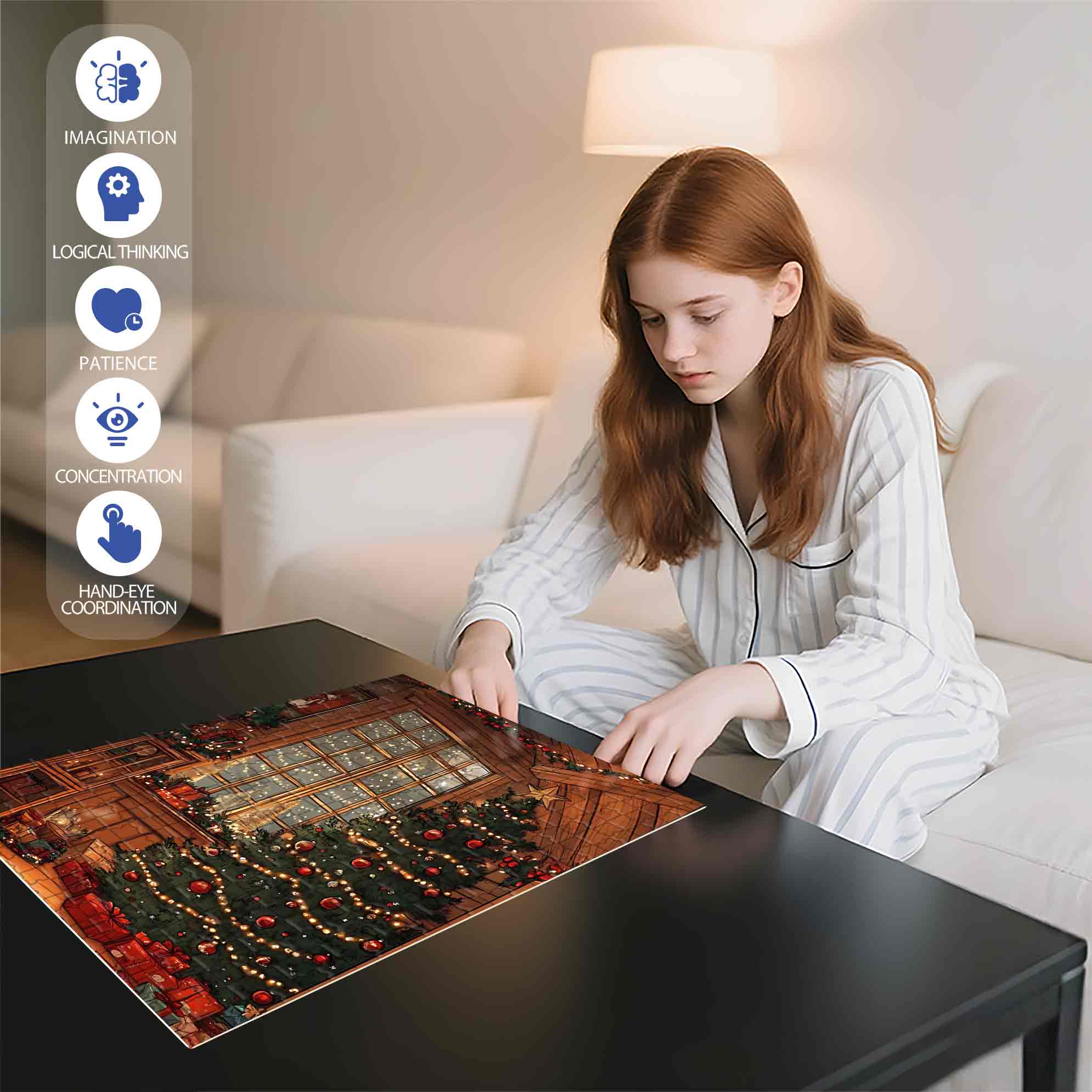 Christmas Decorations 500pcs/1000pcs Jigsaw Puzzle, Scratch-Resistant, Paper Material, Interactive Family Game & Brain-Boosting DIY Decor, Perfect for Halloween, Christmas & New Year Gifts, Family Puzzle Game