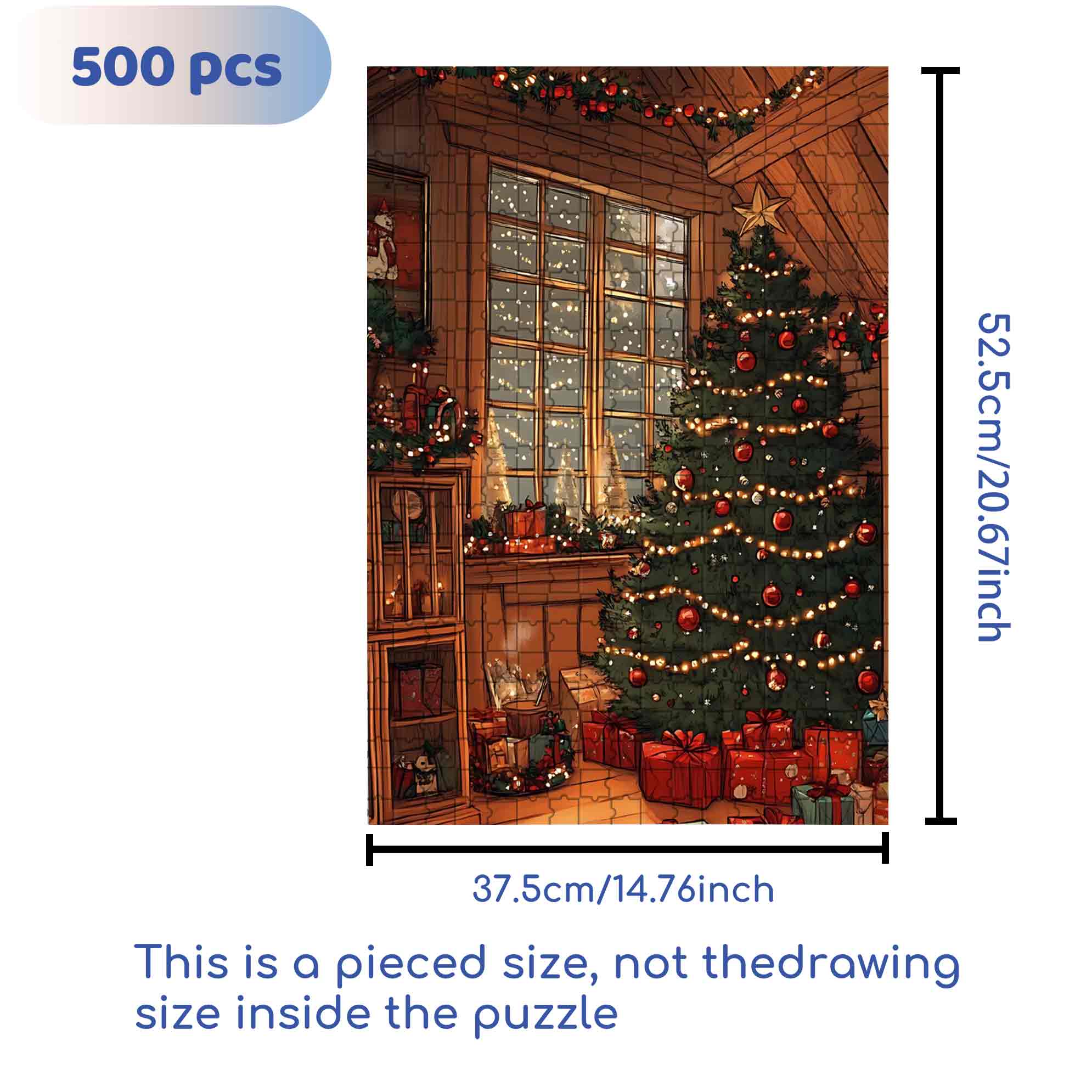Christmas Decorations 500pcs/1000pcs Jigsaw Puzzle, Scratch-Resistant, Paper Material, Interactive Family Game & Brain-Boosting DIY Decor, Perfect for Halloween, Christmas & New Year Gifts, Family Puzzle Game