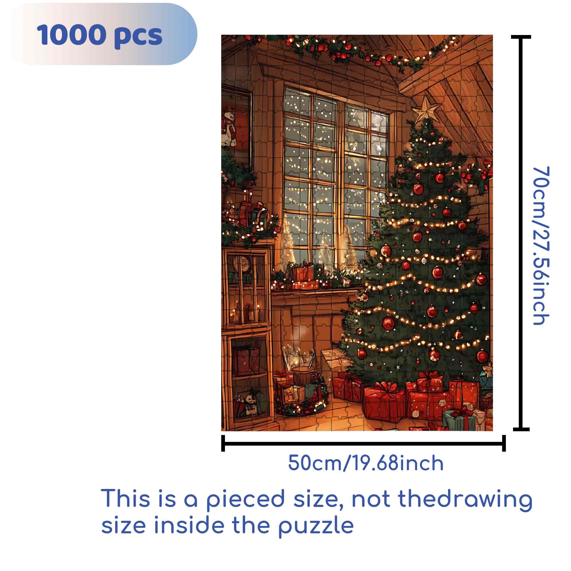 Christmas Decorations 500pcs/1000pcs Jigsaw Puzzle, Scratch-Resistant, Paper Material, Interactive Family Game & Brain-Boosting DIY Decor, Perfect for Halloween, Christmas & New Year Gifts, Family Puzzle Game