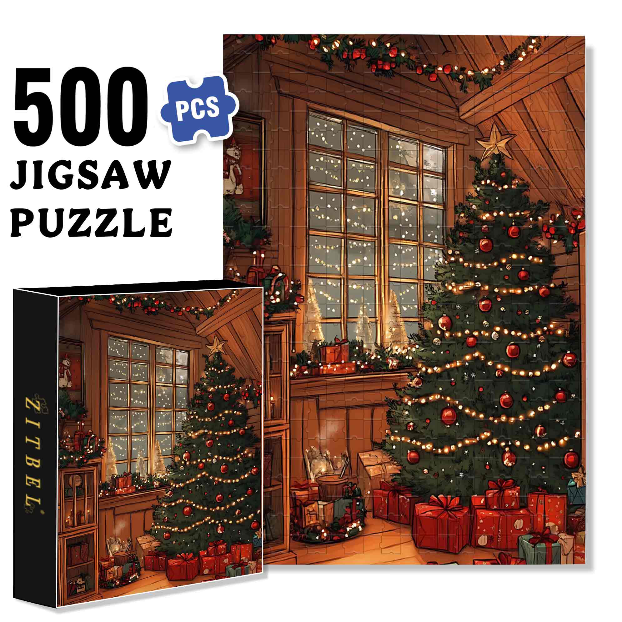 Christmas Decorations 500pcs/1000pcs Jigsaw Puzzle, Scratch-Resistant, Paper Material, Interactive Family Game & Brain-Boosting DIY Decor, Perfect for Halloween, Christmas & New Year Gifts, Family Puzzle Game