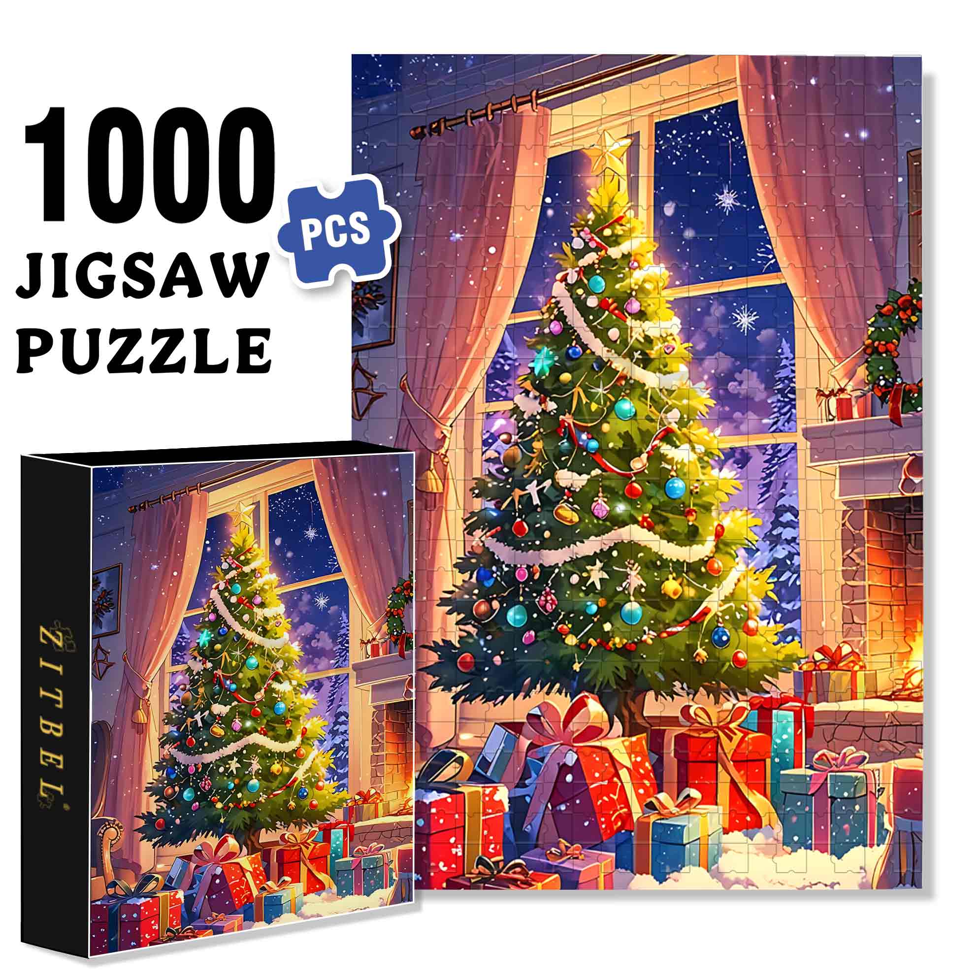 Christmas Phone Tree 500pcs/1000pcs Jigsaw Puzzle, Scratch-Resistant, Paper Material, Interactive Family Game & Brain-Boosting DIY Decor, Perfect for Halloween, Christmas & New Year Gifts, Family Puzzle Game