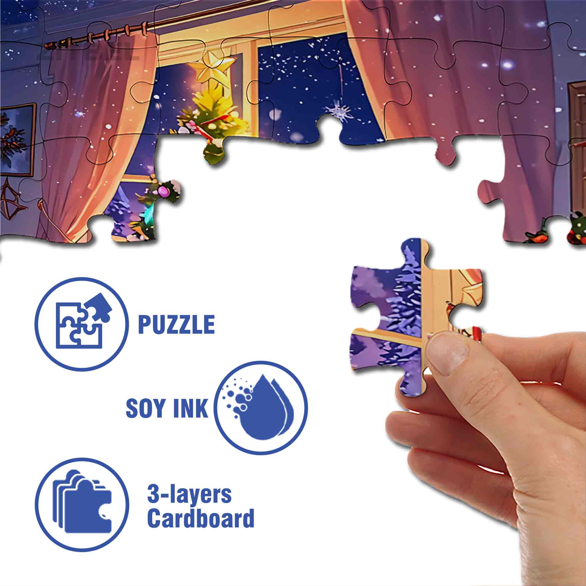 Christmas Phone Tree 500pcs/1000pcs Jigsaw Puzzle, Scratch-Resistant, Paper Material, Interactive Family Game & Brain-Boosting DIY Decor, Perfect for Halloween, Christmas & New Year Gifts, Family Puzzle Game