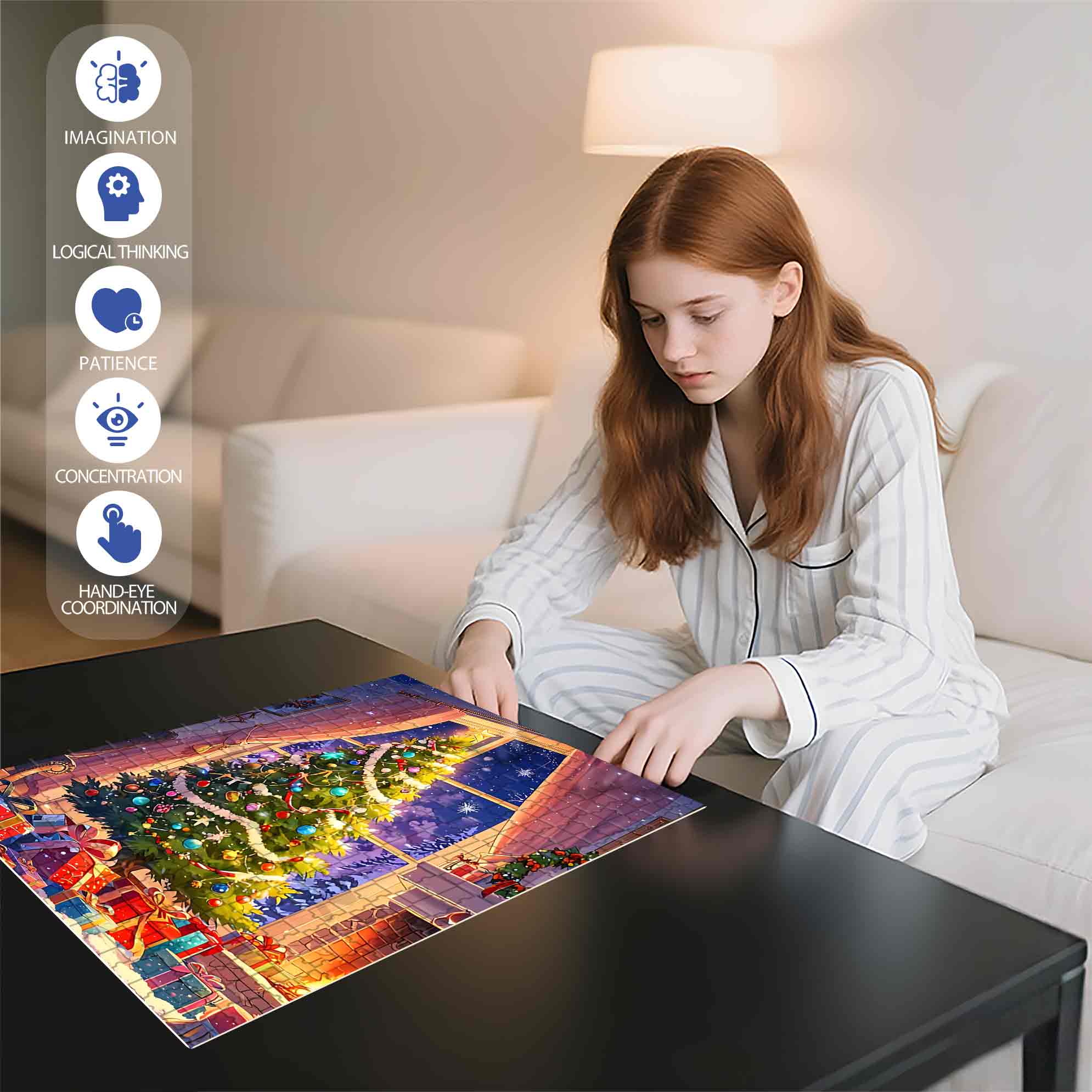 Christmas Phone Tree 500pcs/1000pcs Jigsaw Puzzle, Scratch-Resistant, Paper Material, Interactive Family Game & Brain-Boosting DIY Decor, Perfect for Halloween, Christmas & New Year Gifts, Family Puzzle Game