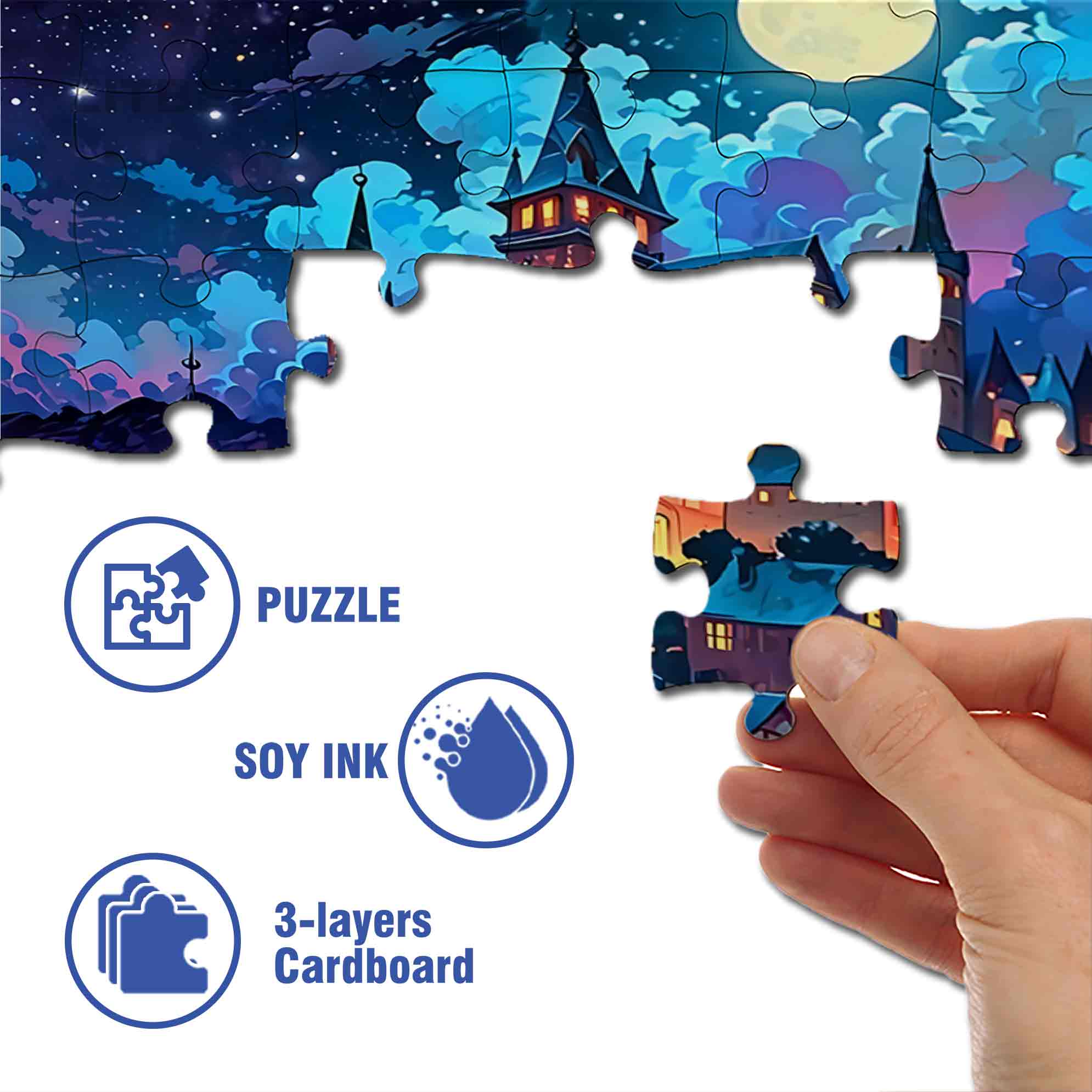 Color Castle 500pcs/1000pcs Jigsaw Puzzle, Scratch-Resistant, Paper Material, Interactive Family Game & Brain-Boosting DIY Decor, Perfect for Halloween, Christmas & New Year Gifts, Family Puzzle Game