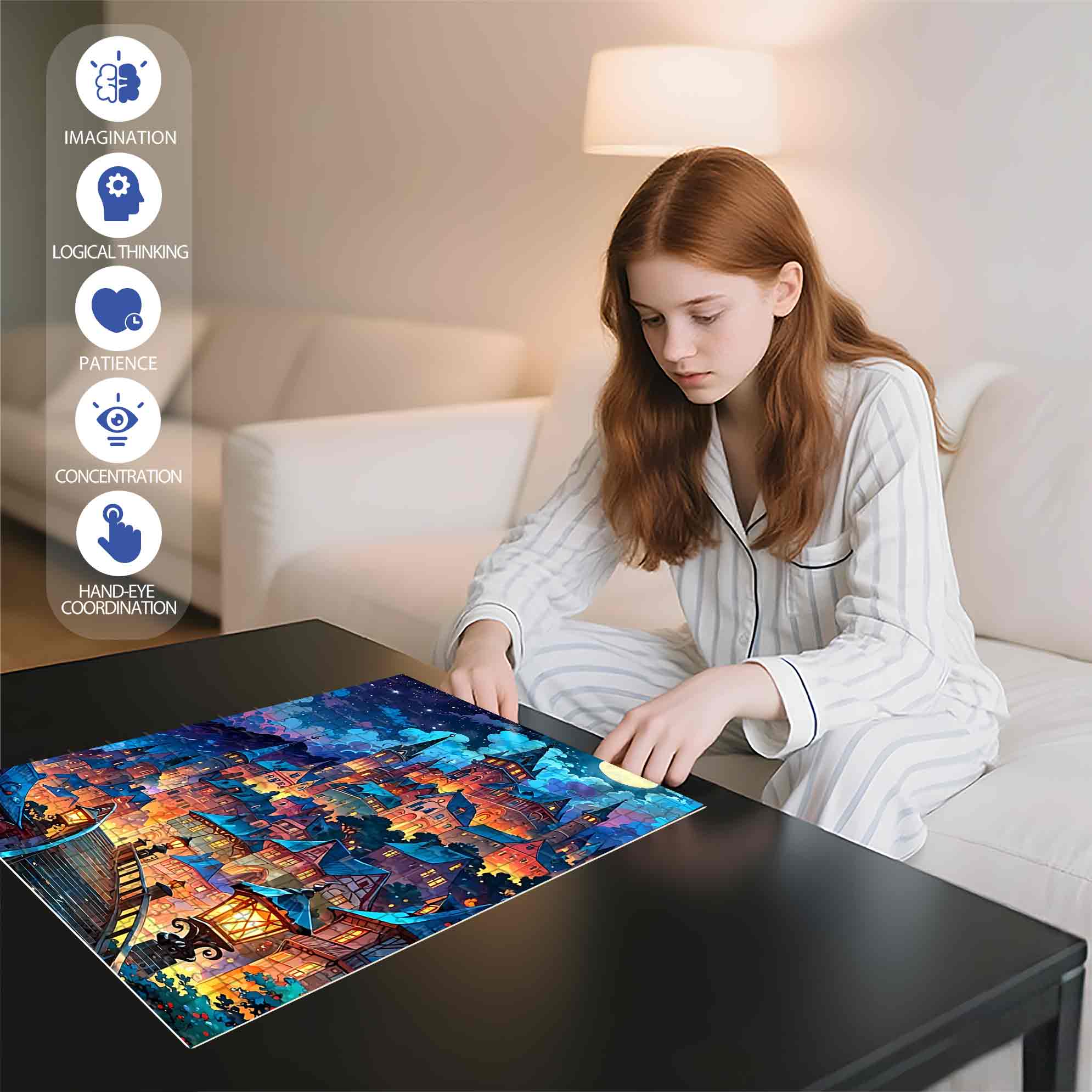 Color Castle 500pcs/1000pcs Jigsaw Puzzle, Scratch-Resistant, Paper Material, Interactive Family Game & Brain-Boosting DIY Decor, Perfect for Halloween, Christmas & New Year Gifts, Family Puzzle Game