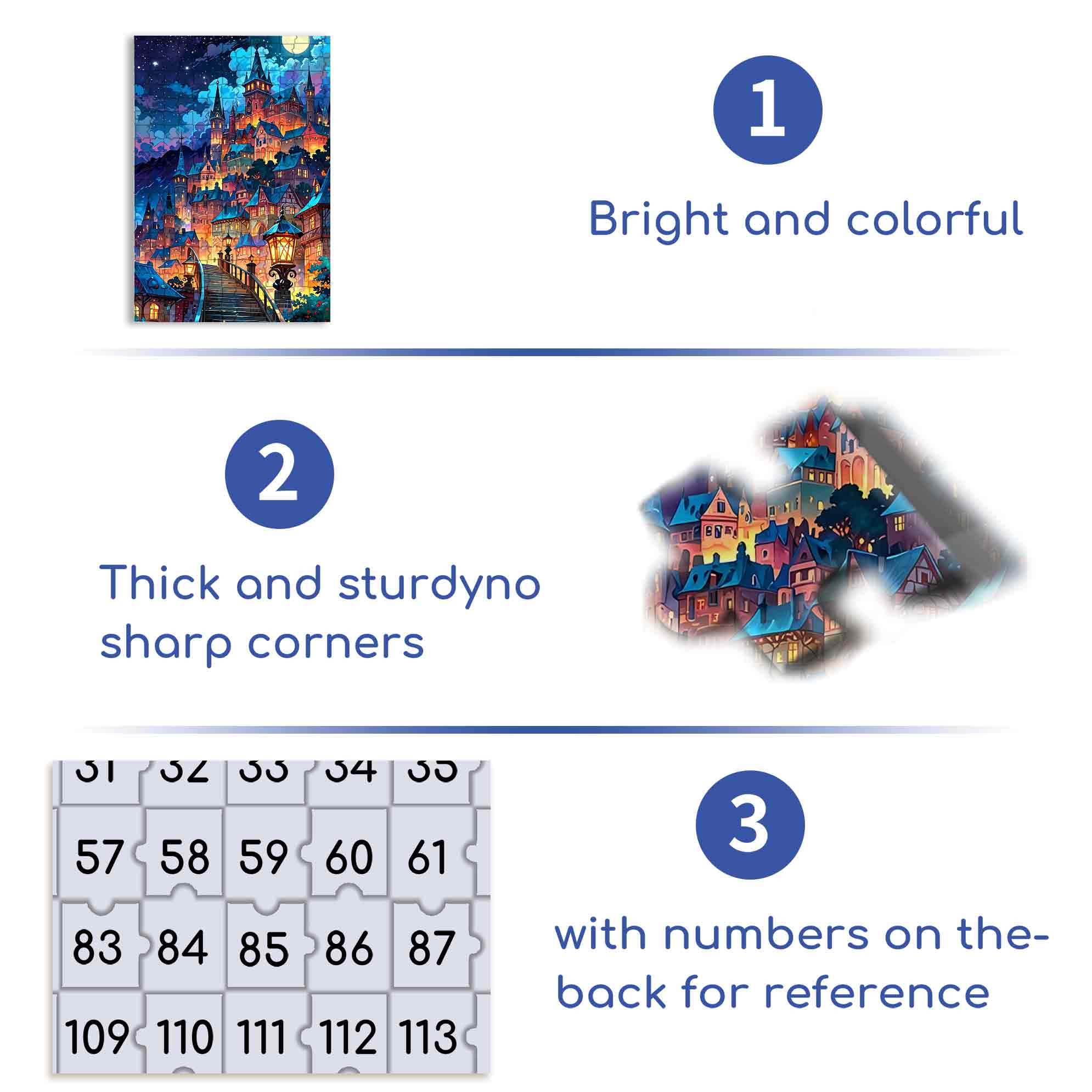 Color Castle 500pcs/1000pcs Jigsaw Puzzle, Scratch-Resistant, Paper Material, Interactive Family Game & Brain-Boosting DIY Decor, Perfect for Halloween, Christmas & New Year Gifts, Family Puzzle Game