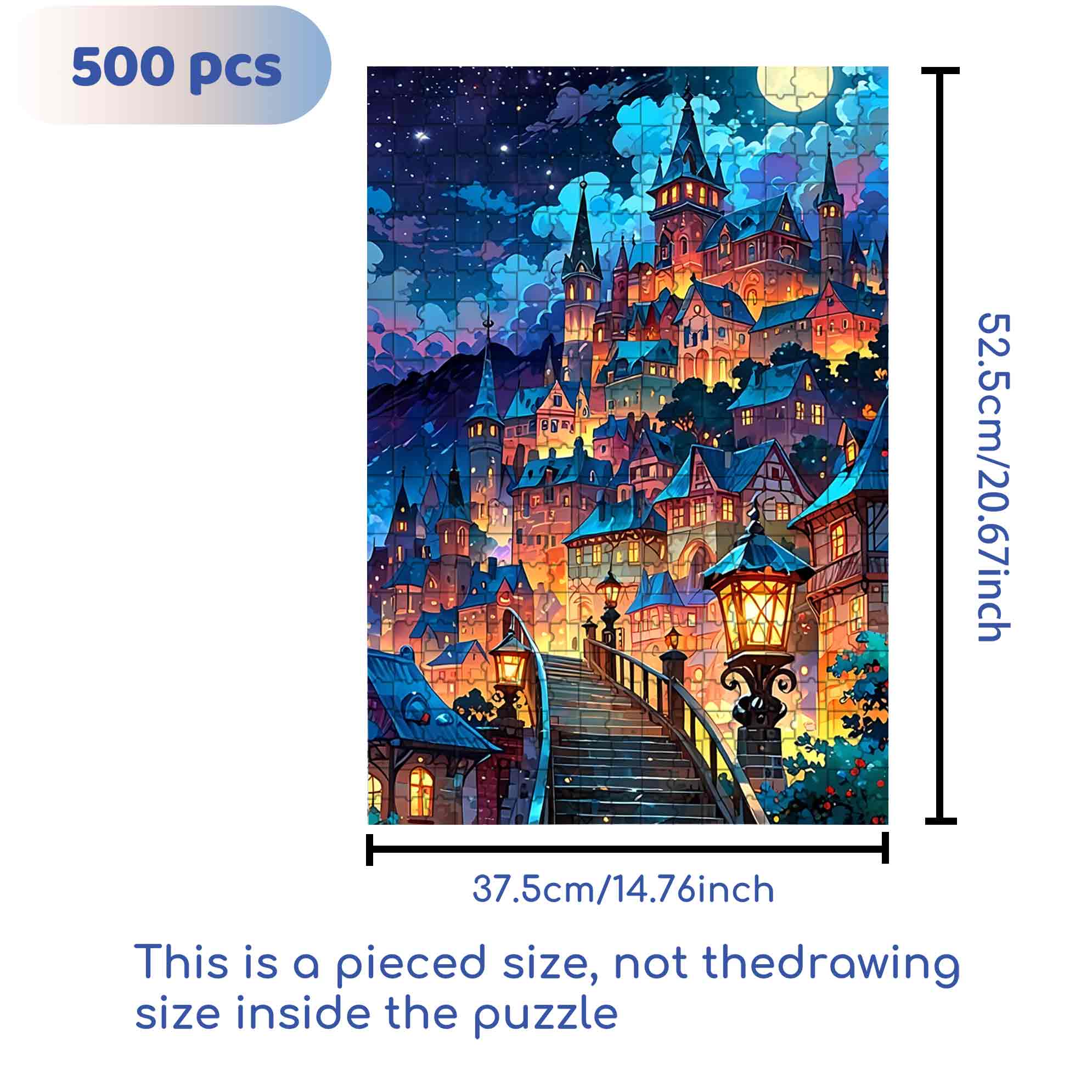 Color Castle 500pcs/1000pcs Jigsaw Puzzle, Scratch-Resistant, Paper Material, Interactive Family Game & Brain-Boosting DIY Decor, Perfect for Halloween, Christmas & New Year Gifts, Family Puzzle Game