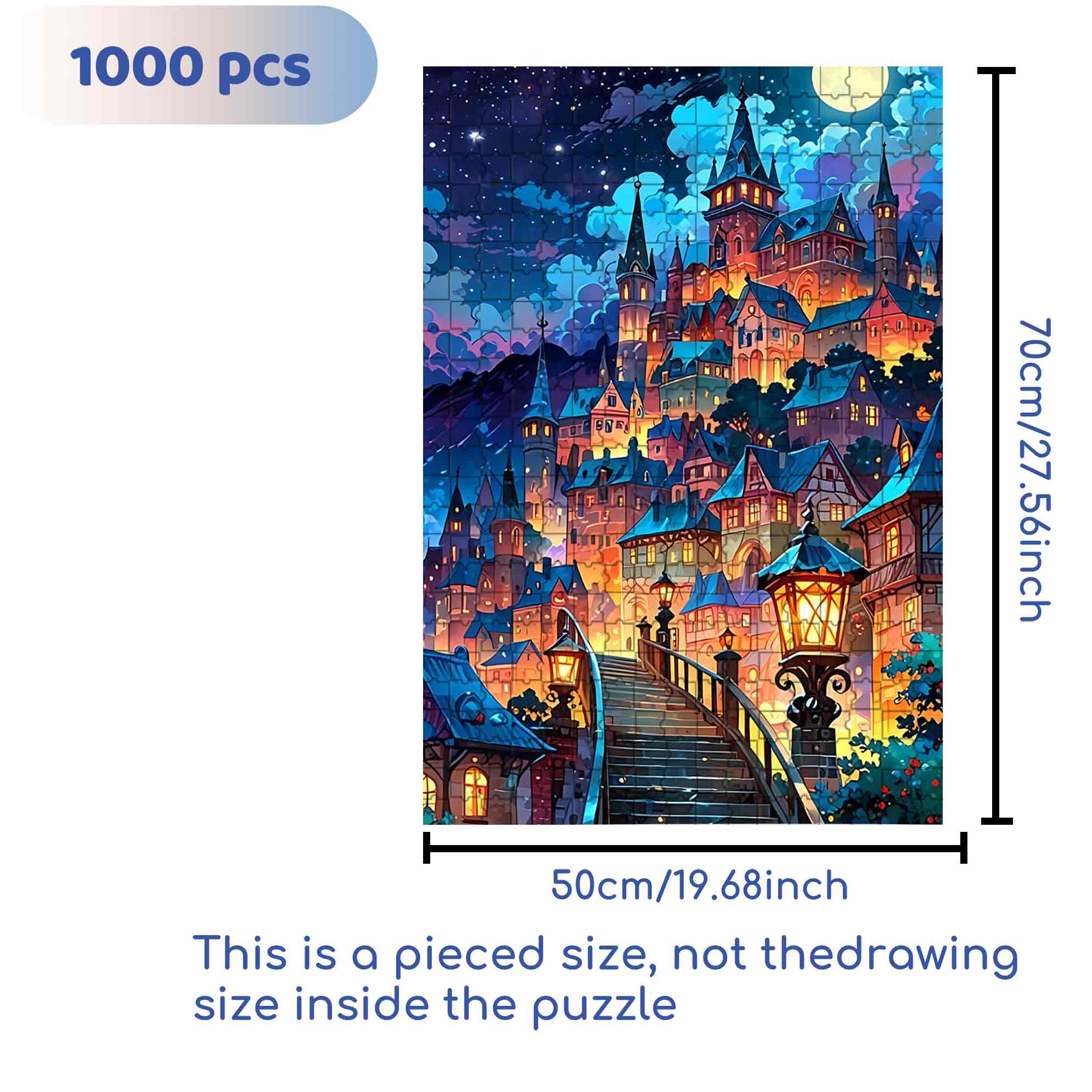 Color Castle 500pcs/1000pcs Jigsaw Puzzle, Scratch-Resistant, Paper Material, Interactive Family Game & Brain-Boosting DIY Decor, Perfect for Halloween, Christmas & New Year Gifts, Family Puzzle Game