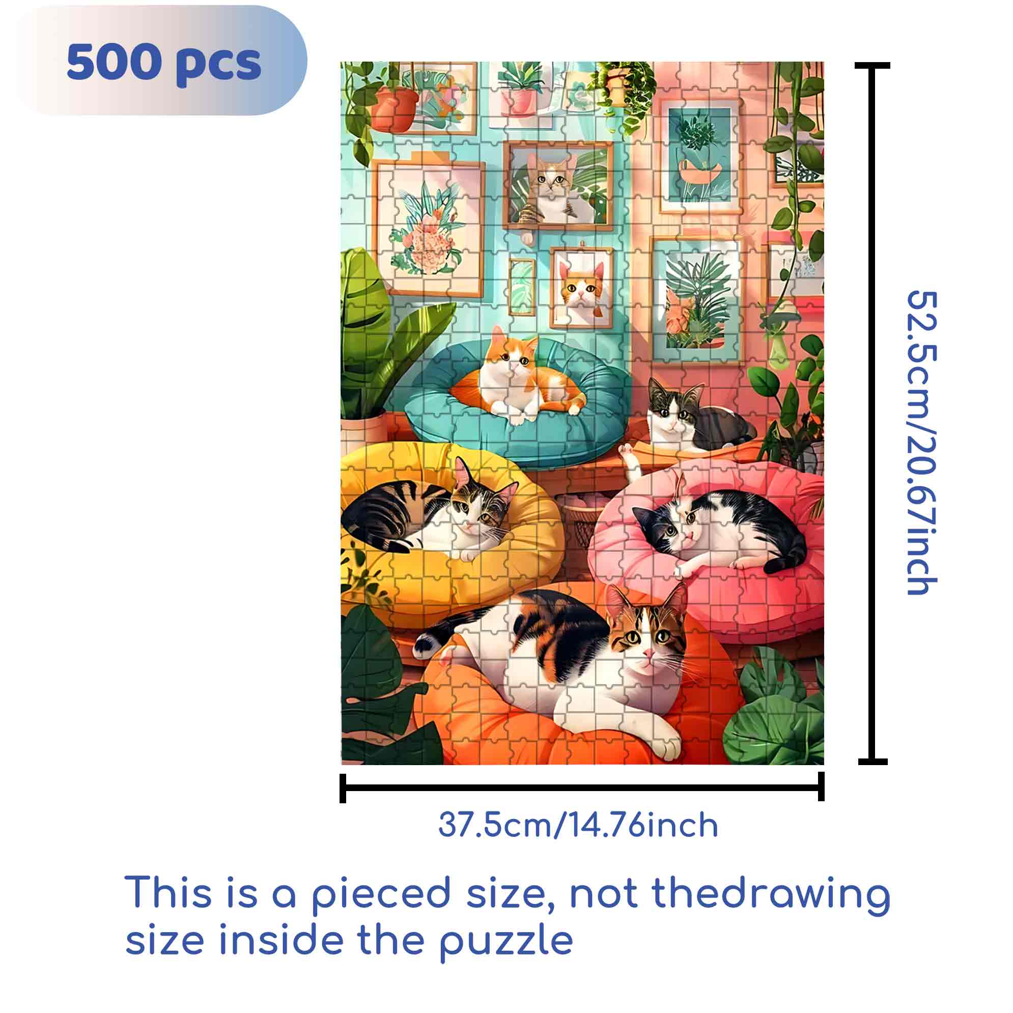 Colorful Pillows 500pcs/1000pcs Jigsaw Puzzle, Scratch-Resistant, Paper Material, Interactive Family Game & Brain-Boosting DIY Decor, Perfect for Halloween, Christmas & New Year Gifts, Family Puzzle Game