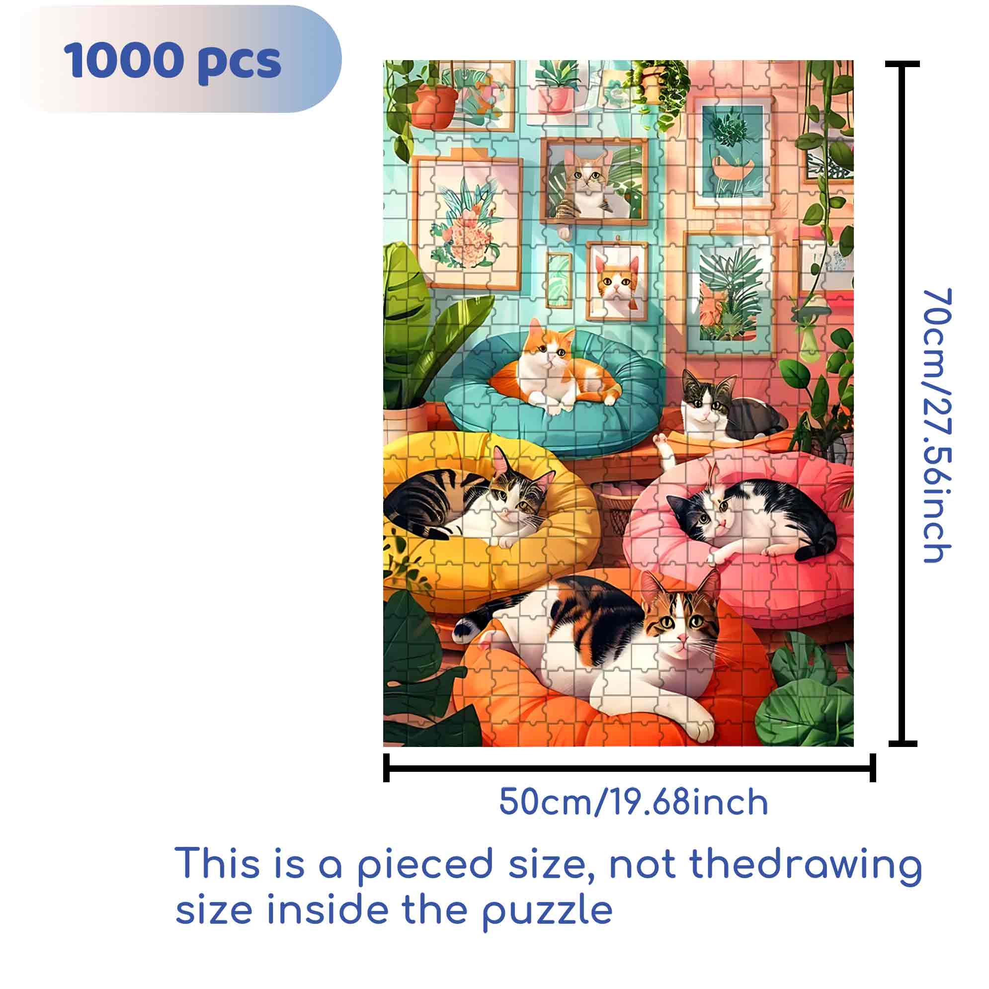 Colorful Pillows 500pcs/1000pcs Jigsaw Puzzle, Scratch-Resistant, Paper Material, Interactive Family Game & Brain-Boosting DIY Decor, Perfect for Halloween, Christmas & New Year Gifts, Family Puzzle Game